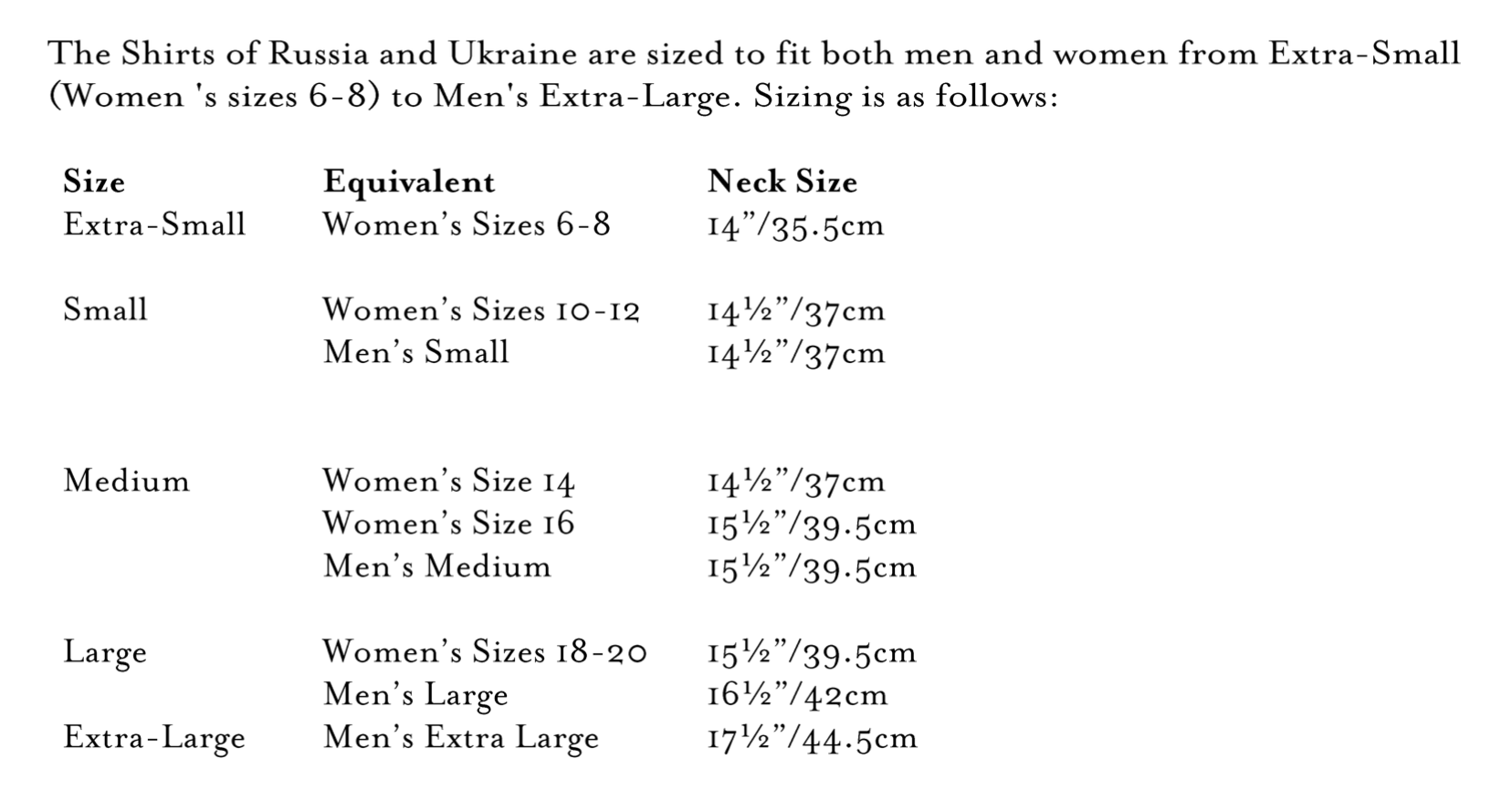 Folkwear 116 Unisex Shirts of Russia/Ukraine