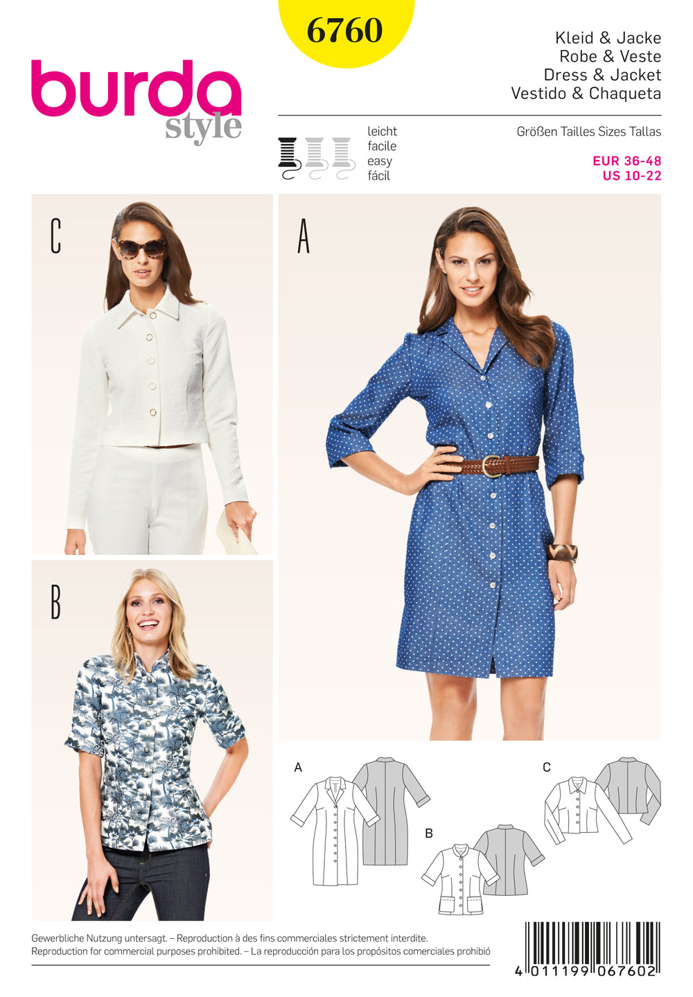 Burda Dress, Shirt-blouse and Jacket 6760