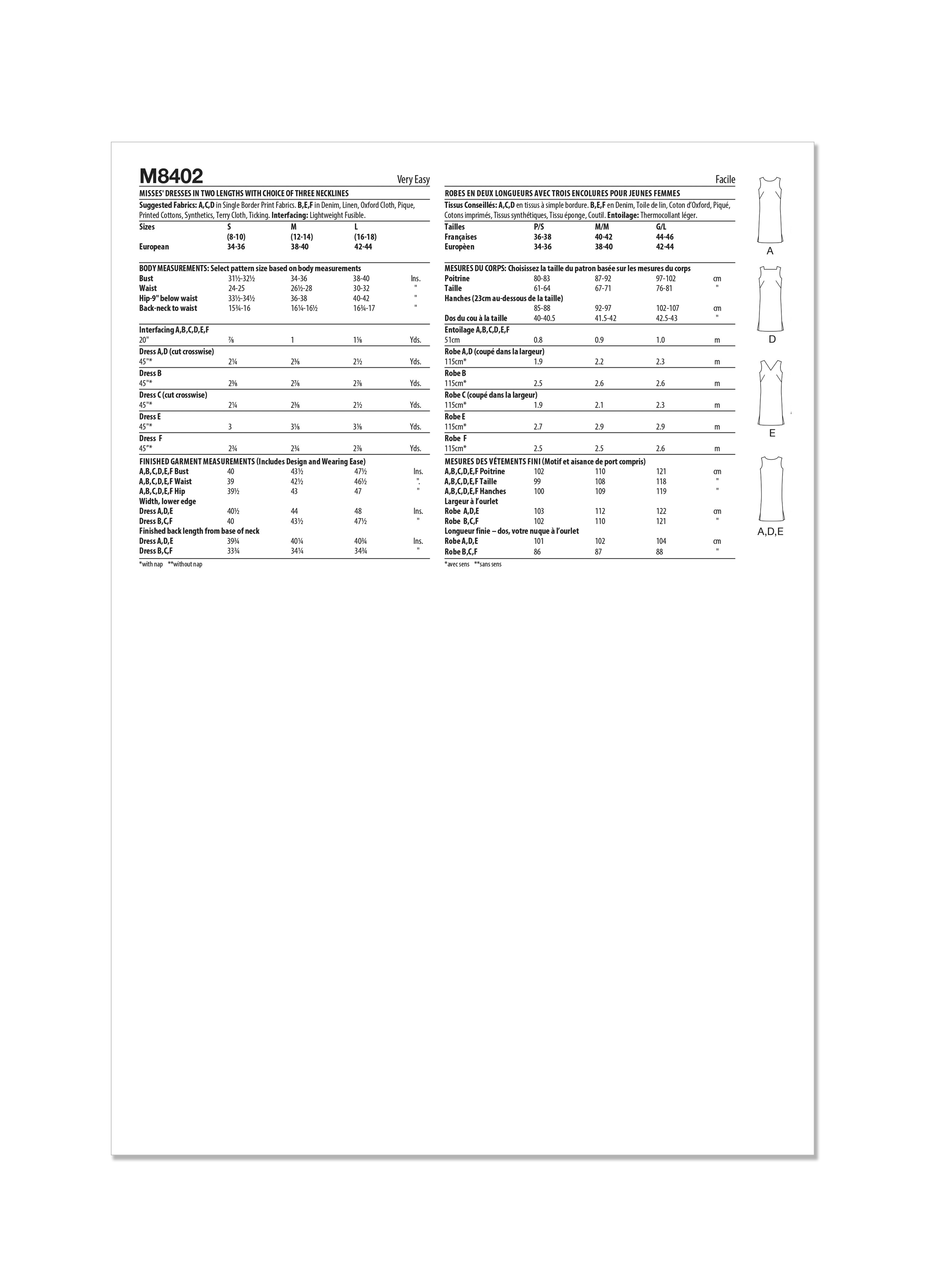 McCalls Vintages Dresses M8402