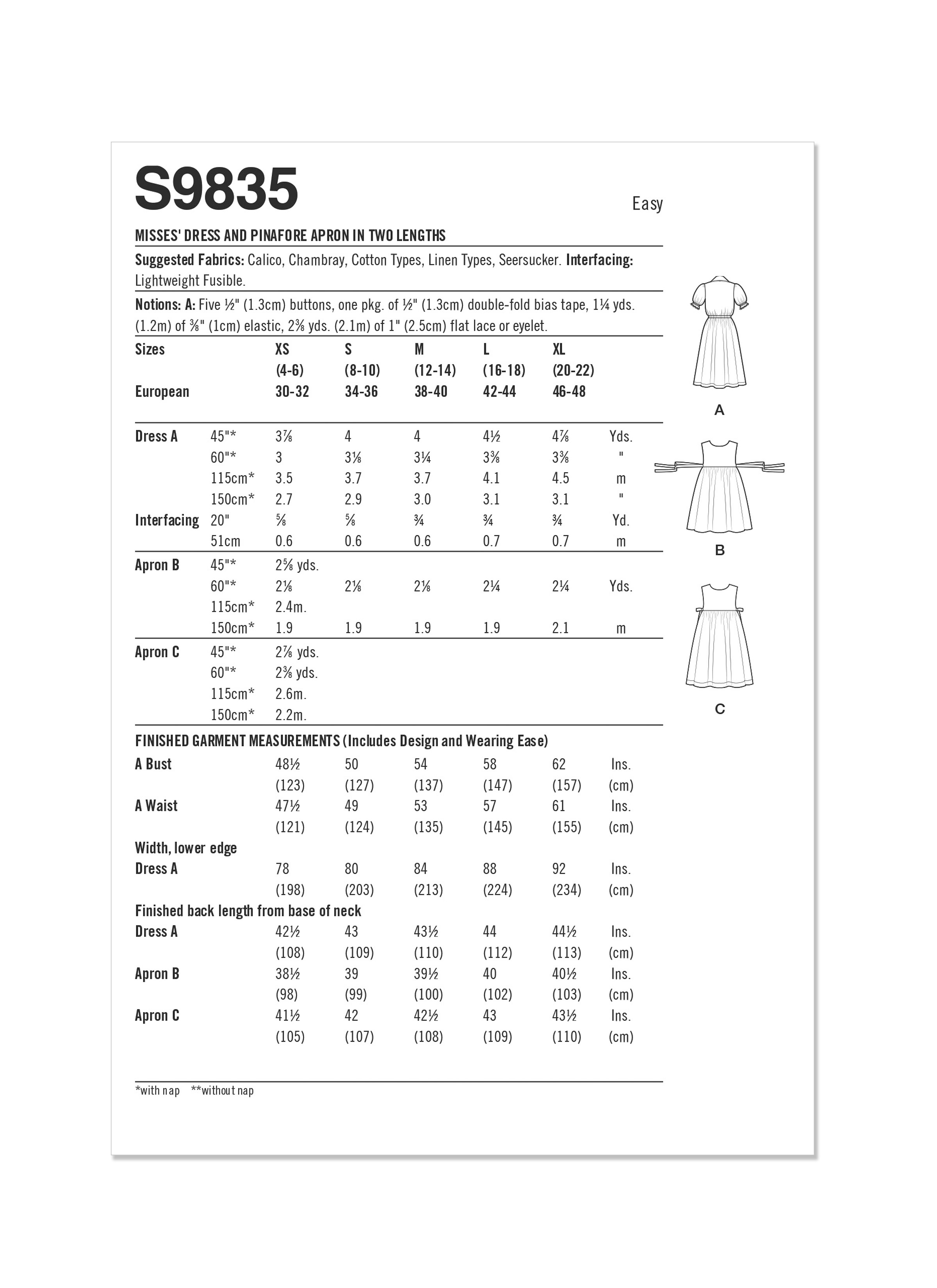 Simplicity Dress & Pinafore Apron S9835