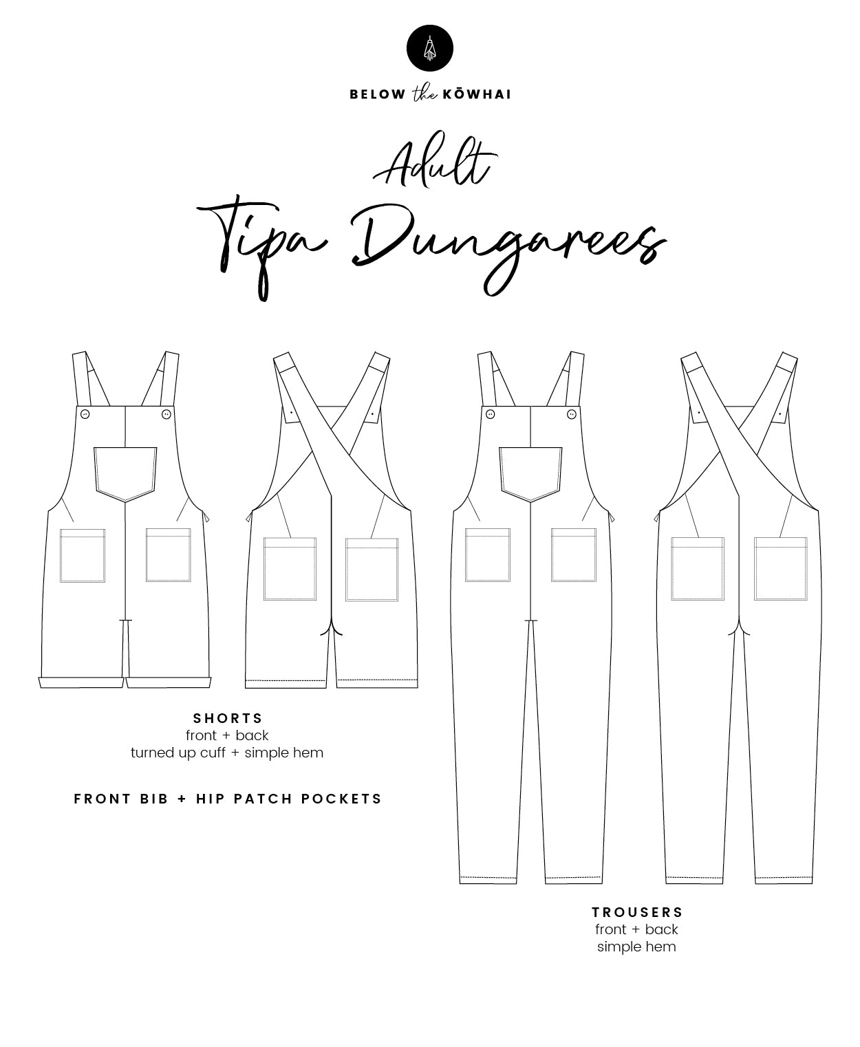 Below the Kōwhai Tipa Dungarees