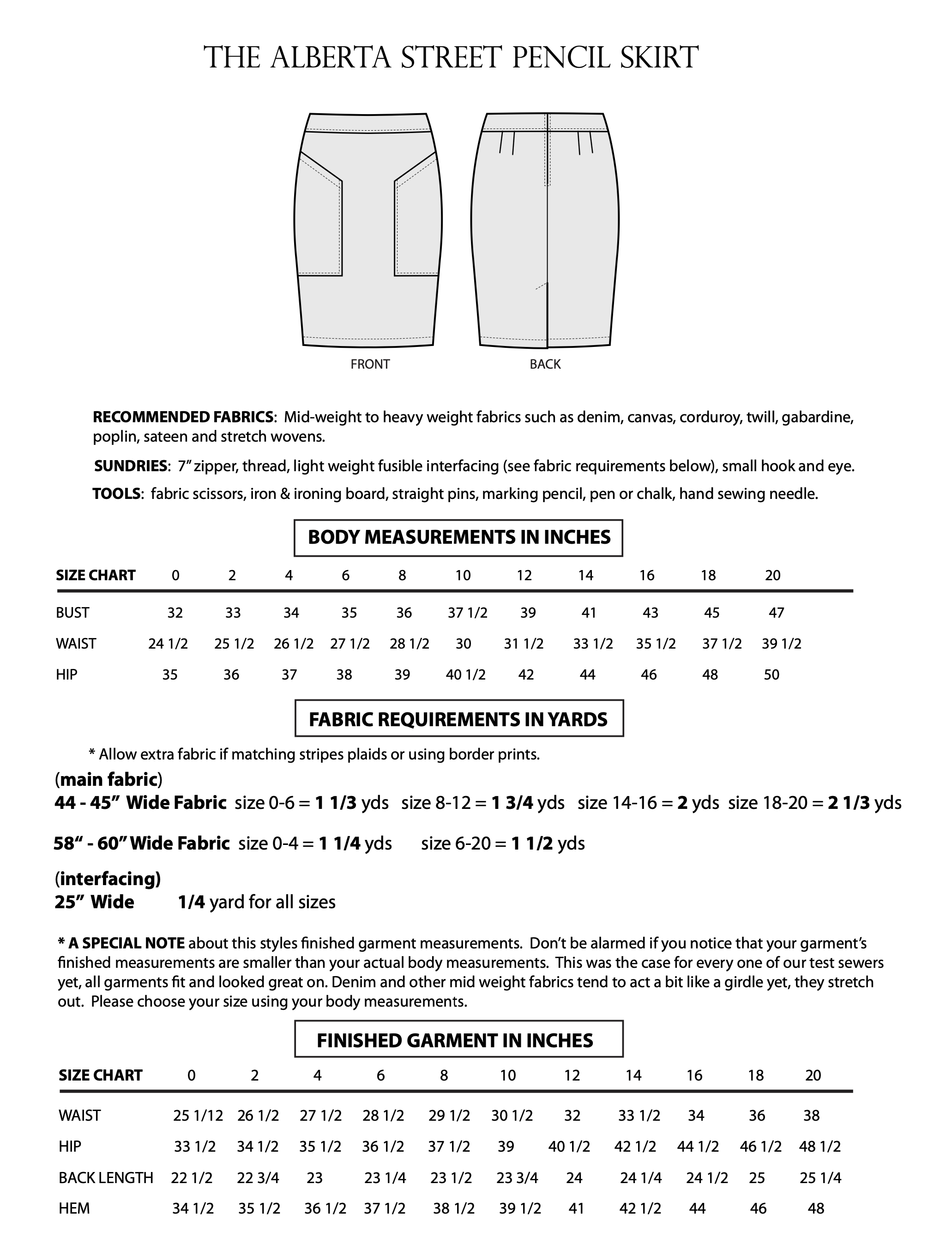 Sew House Seven Alberta Street Pencil Skirt