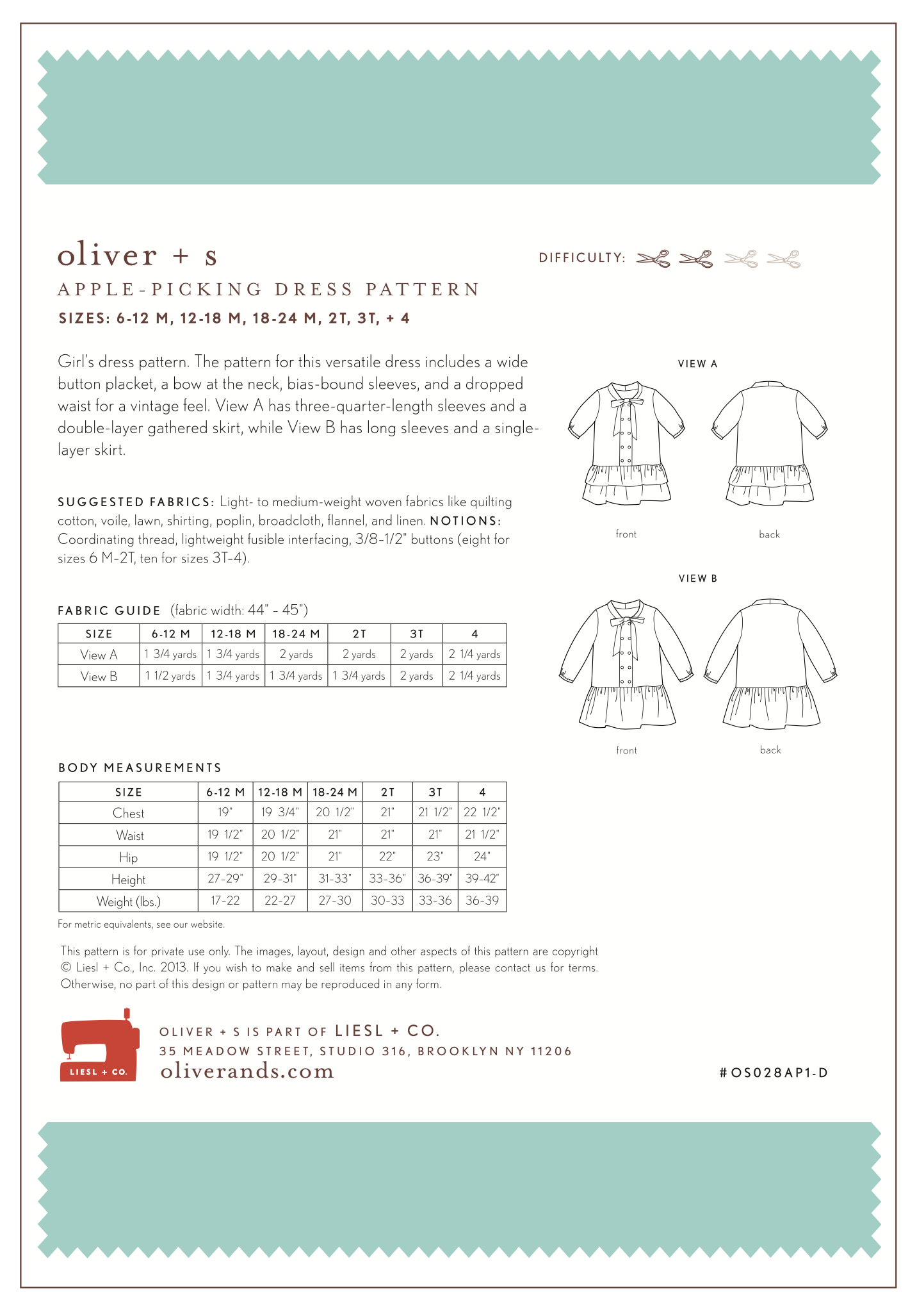 Oliver + S Apple Picking Dress PDF