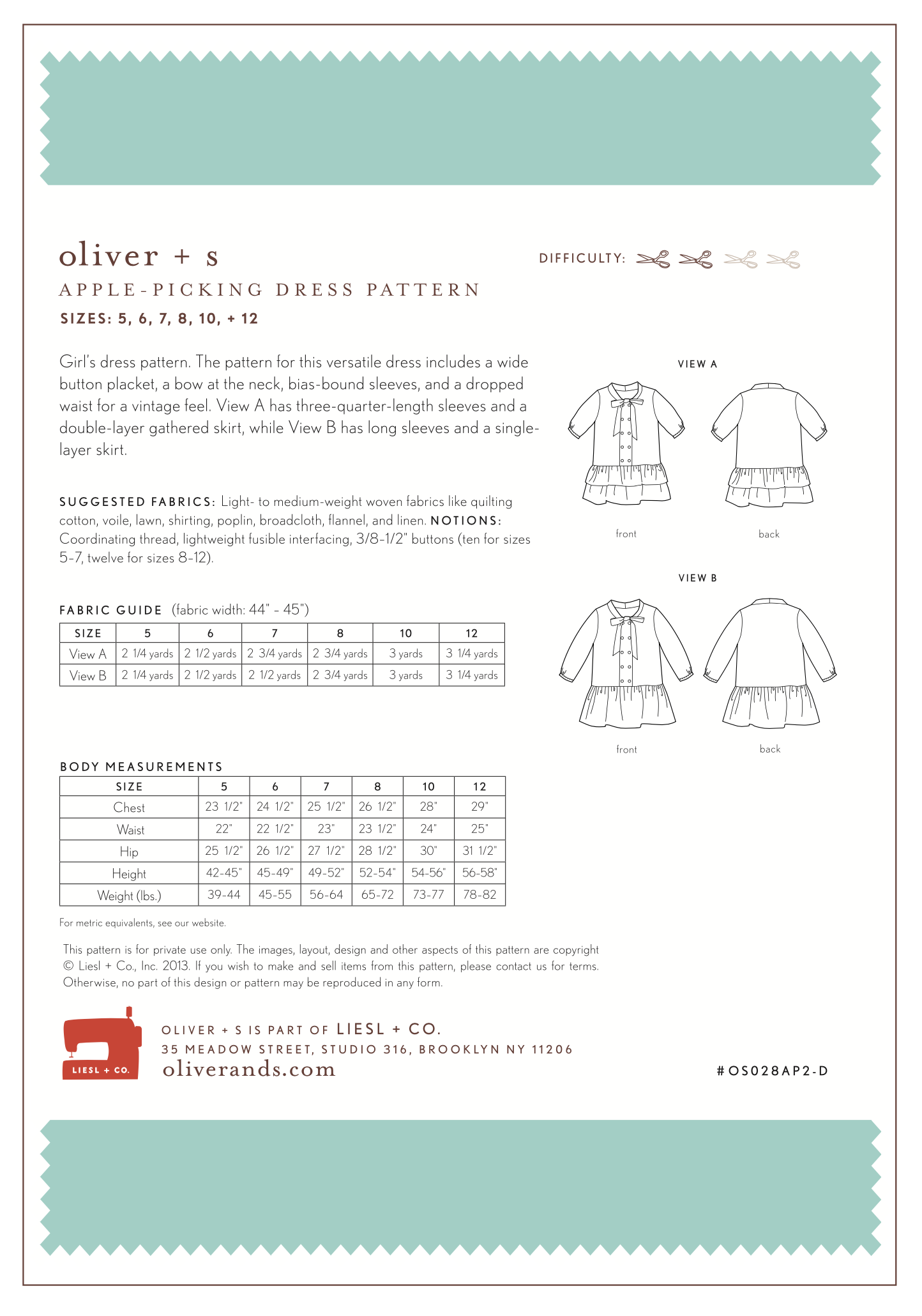 Oliver + S Apple Picking Dress PDF
