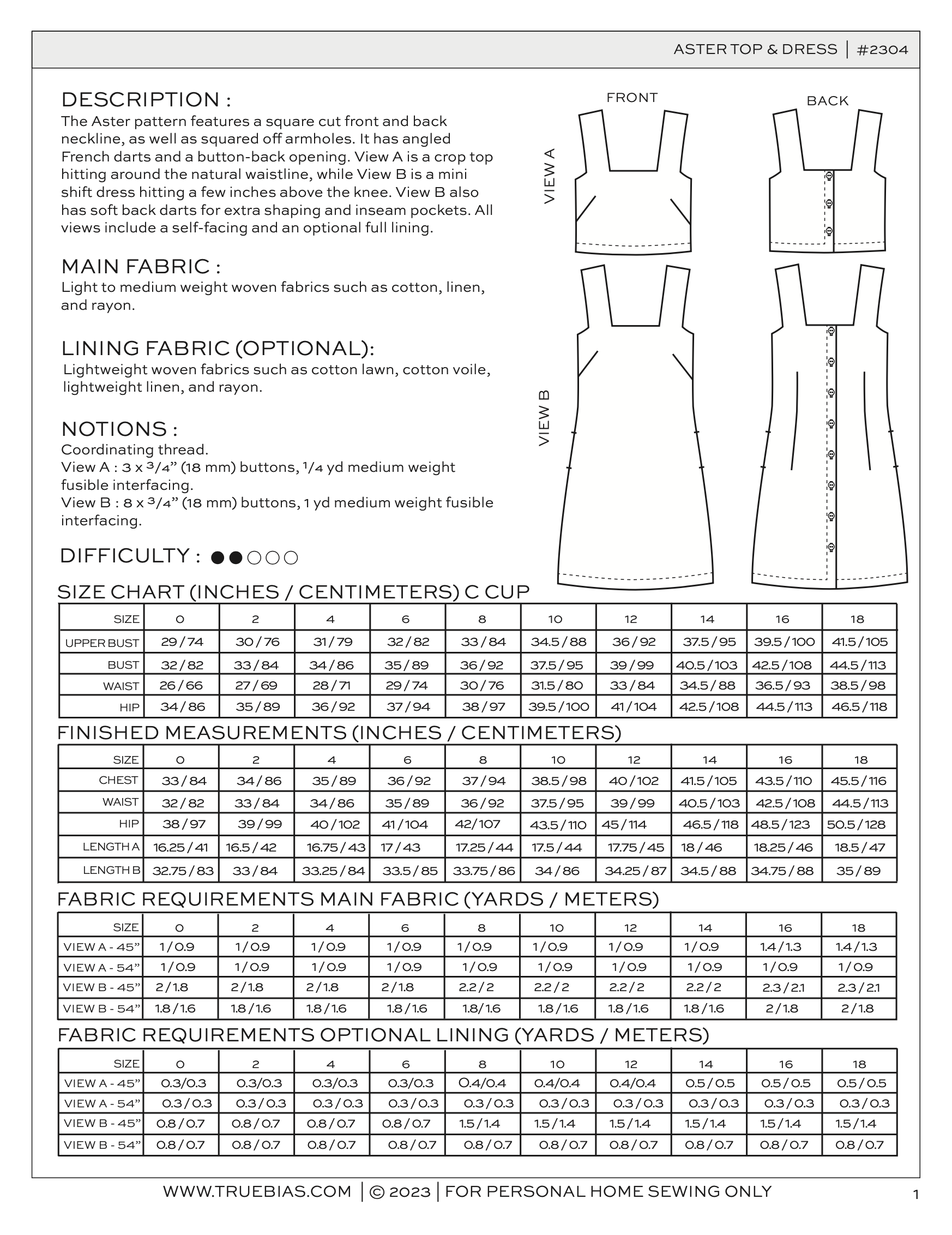 True Bias Aster Top and Dress