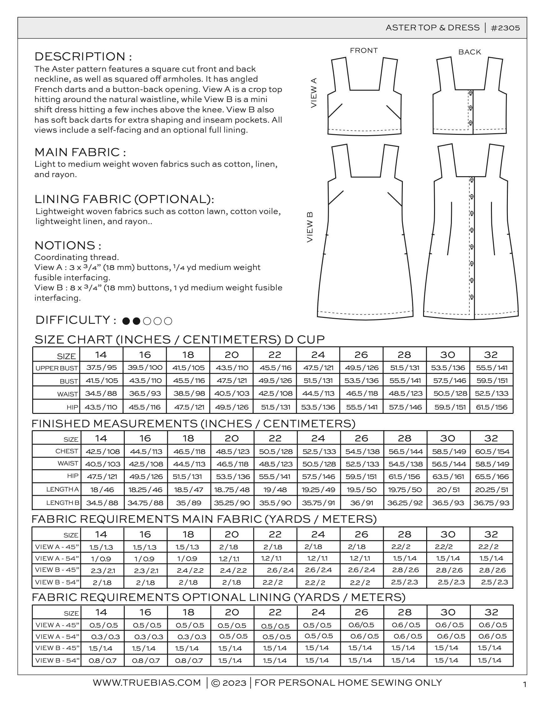 True Bias Aster Top and Dress