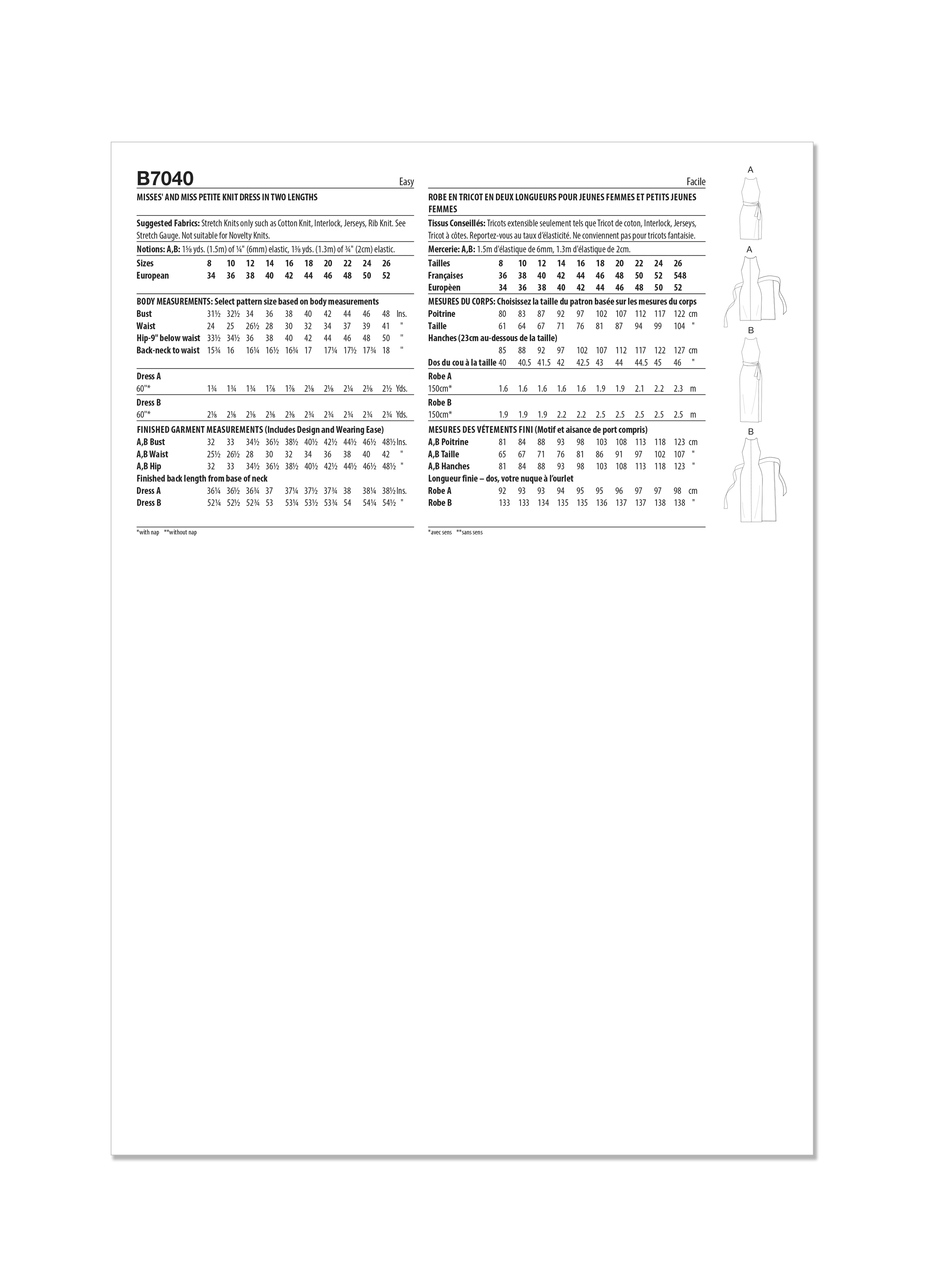 Butterick Knit Dress B7040