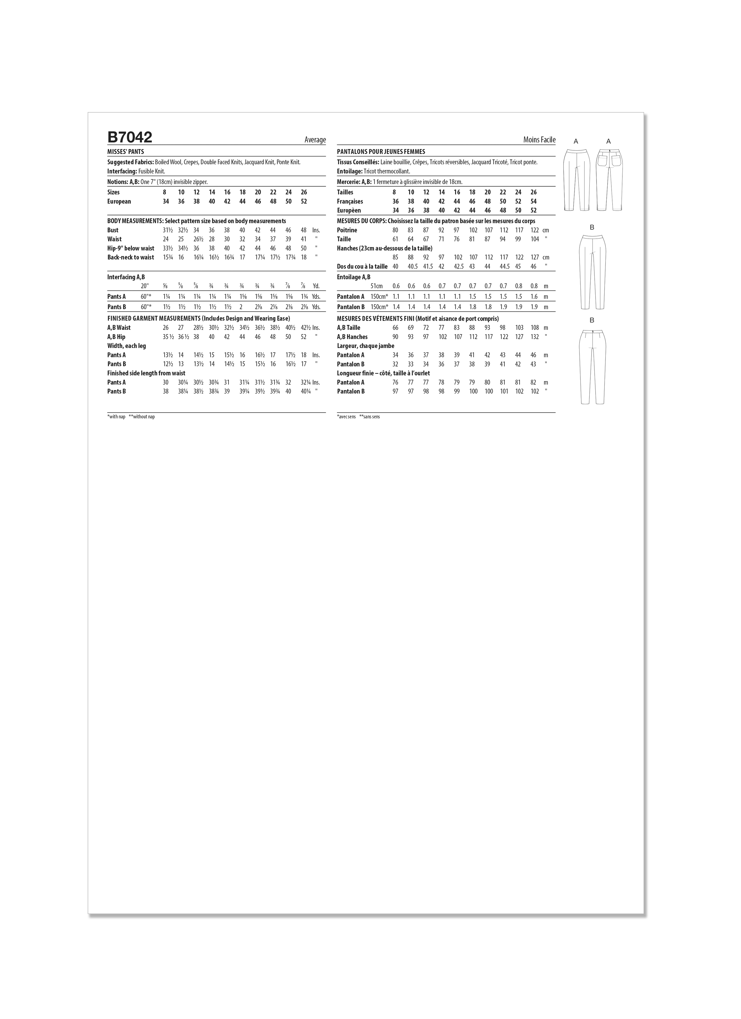 Butterick Trousers B7042