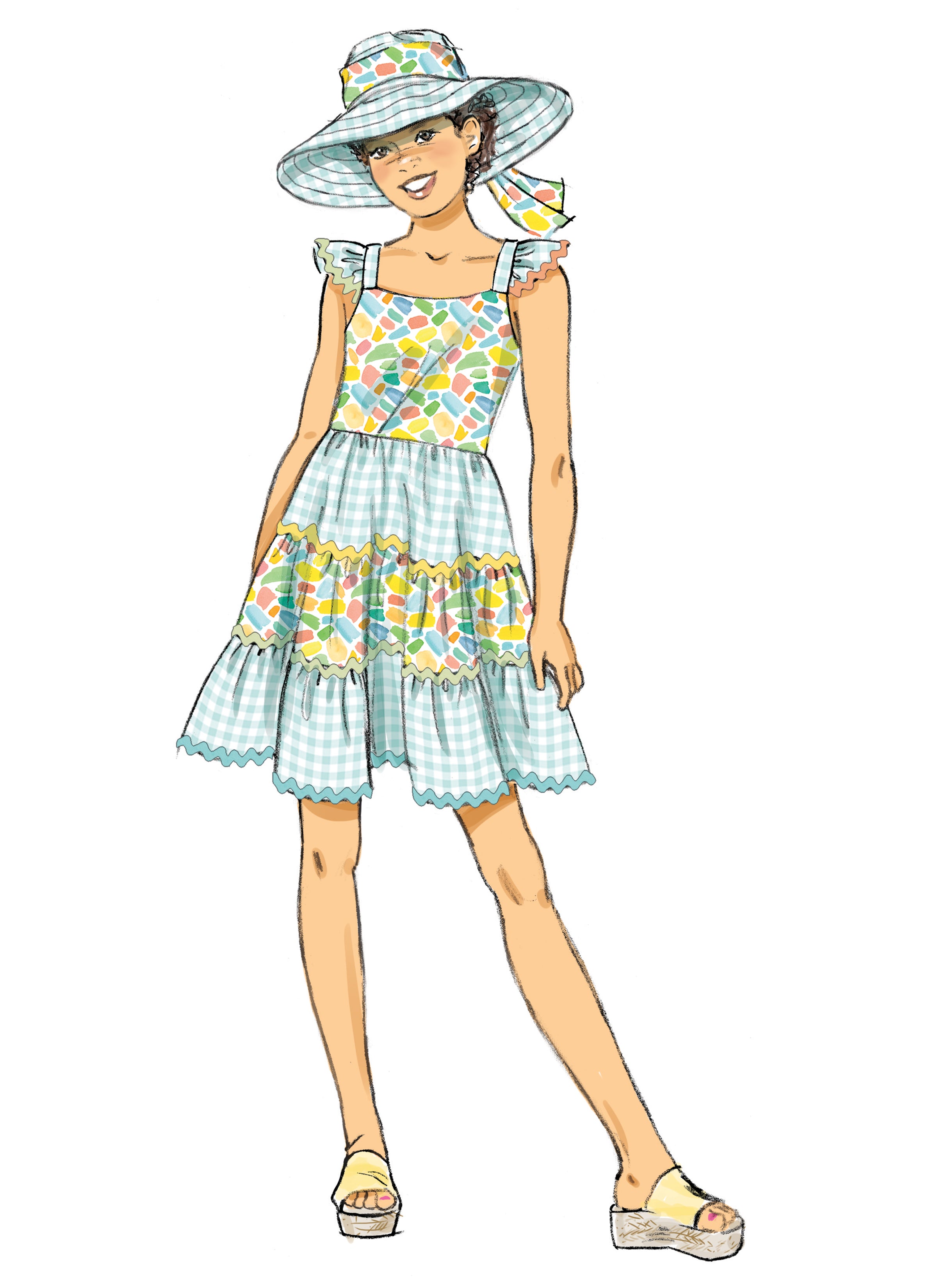 Butterick Girls' Dress and Hat B7051