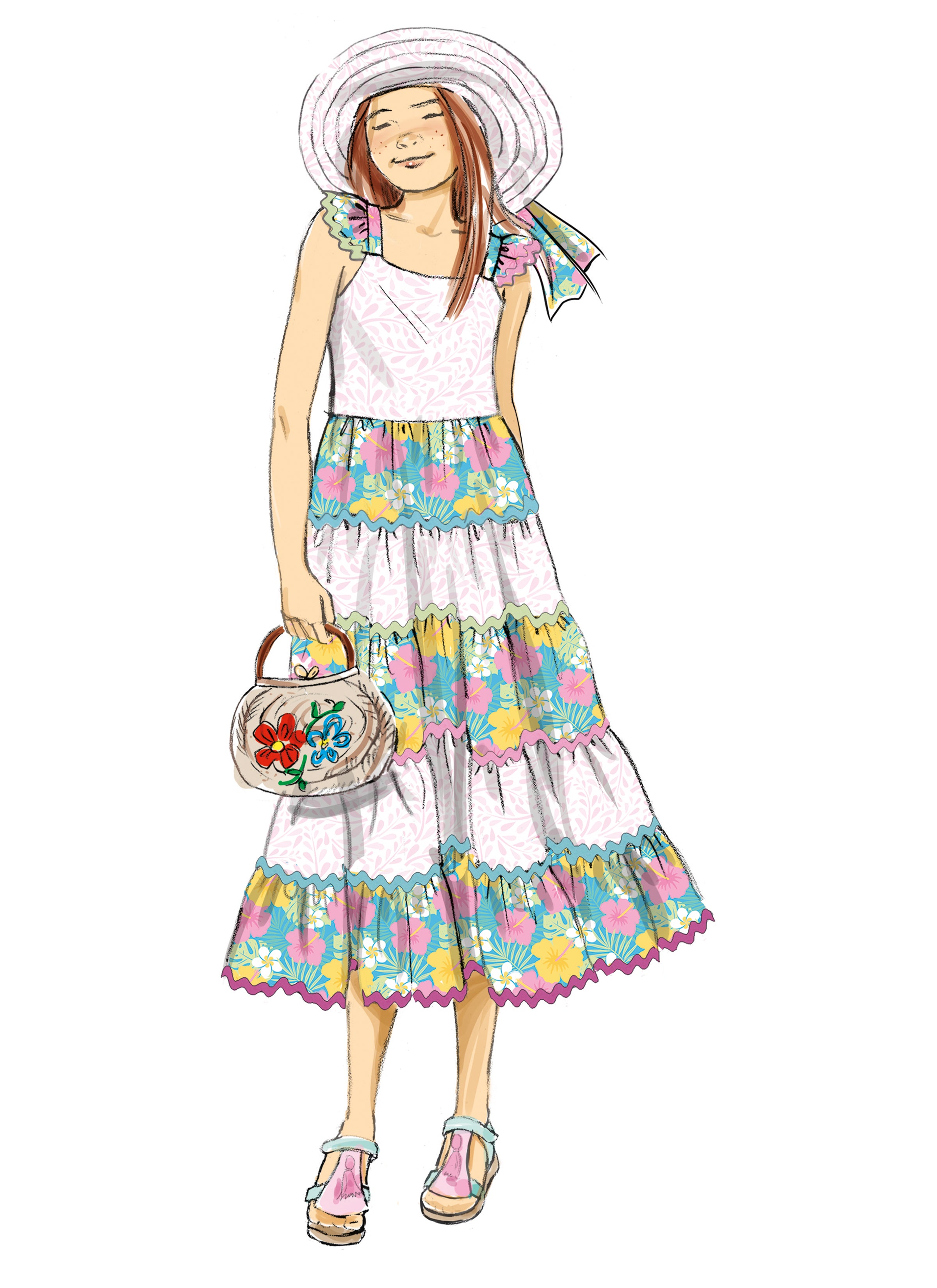 Butterick Girls' Dress and Hat B7051
