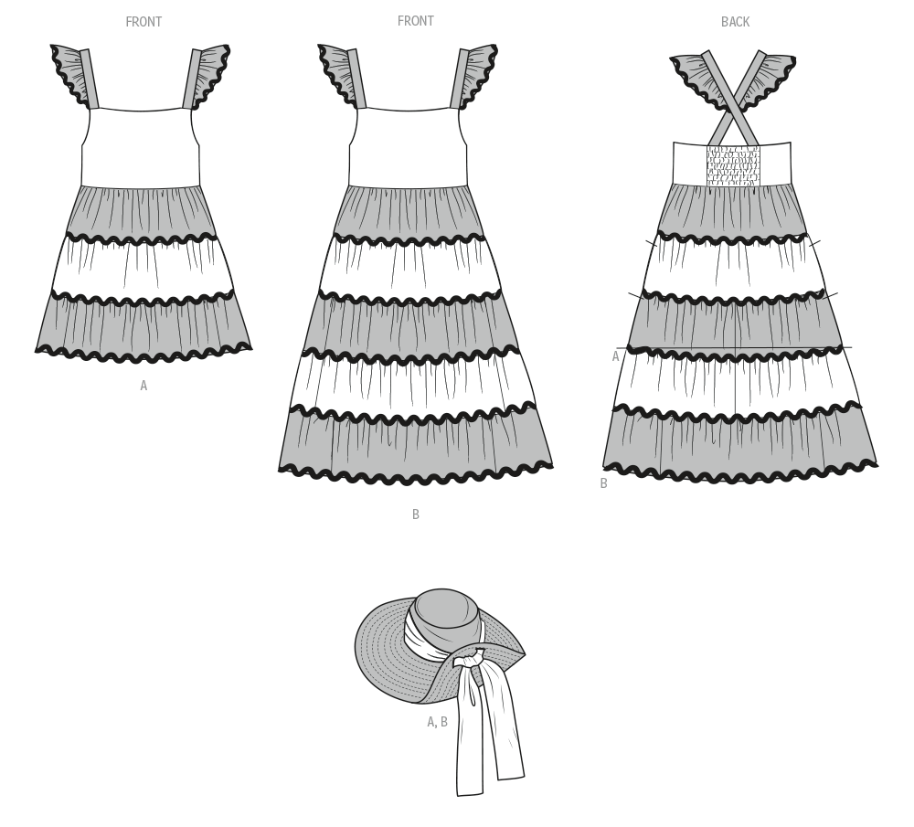 Butterick Girls' Dress and Hat B7051