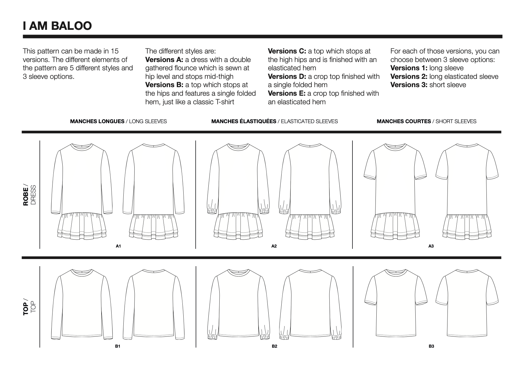 I AM Patterns Baloo Tee, Sweatshirt and Dress