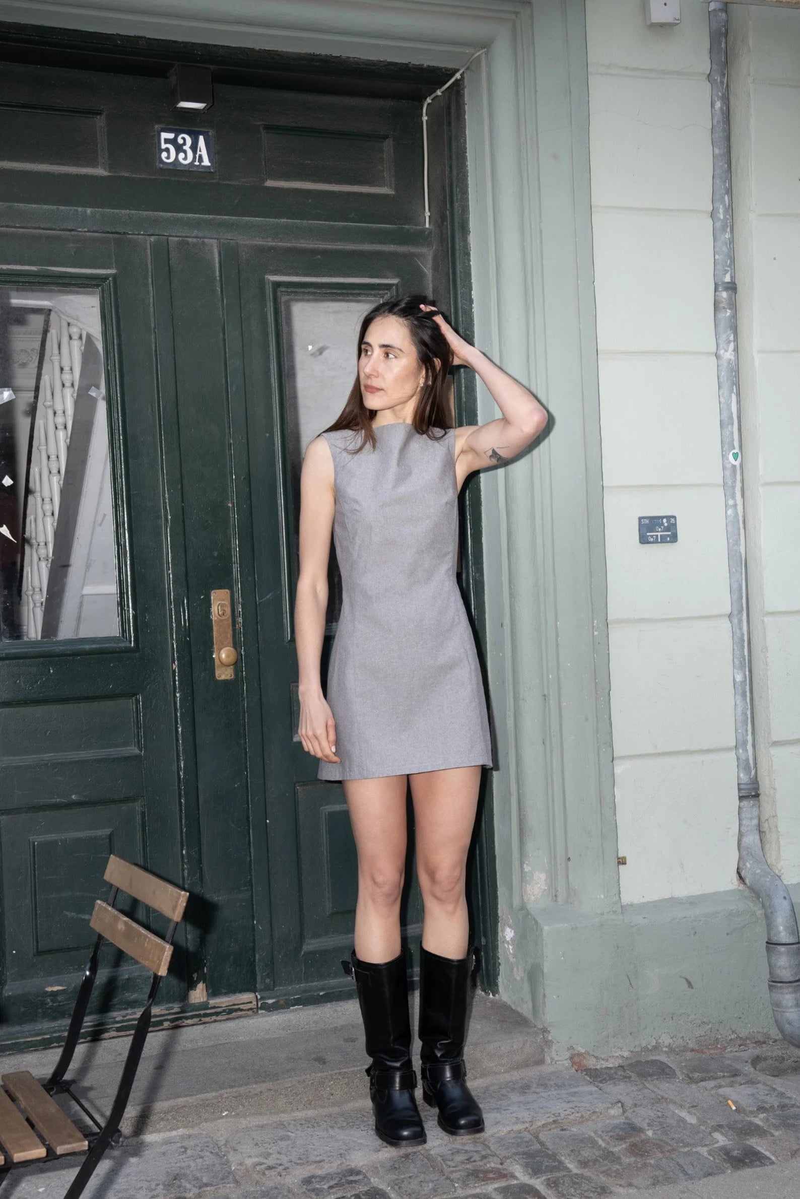 Puff and Pencil Boatneck Dress