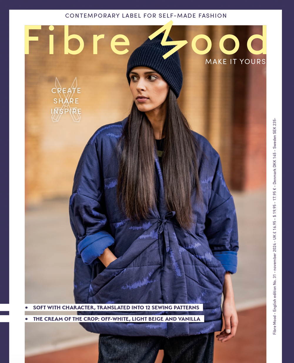 Edition 31 of Fibre Mood sewing pattern magazine on The Fold Line. This latest edition has 12 patterns and many style variations for elegant, trendy and comfortable items for winter.