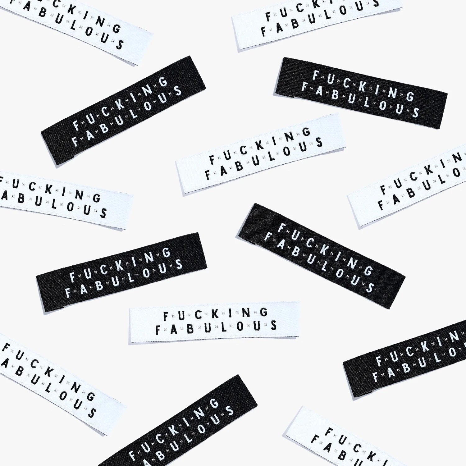 'Fucking Fabulous' woven labels from Kylie & The Machine on The Fold Line. The pack includes 6 woven labels ready to be sewn into your handmade clothes.