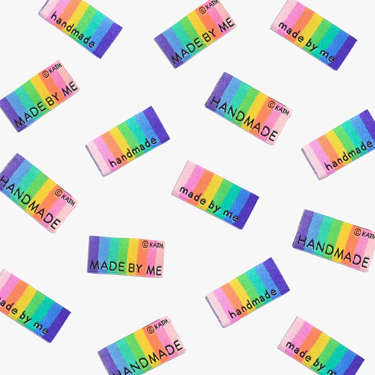 'Handmade/Made by Me' woven labels from Kylie & The Machine on The Fold Line. The pack includes 6 woven labels ready to be sewn into your handmade clothes.