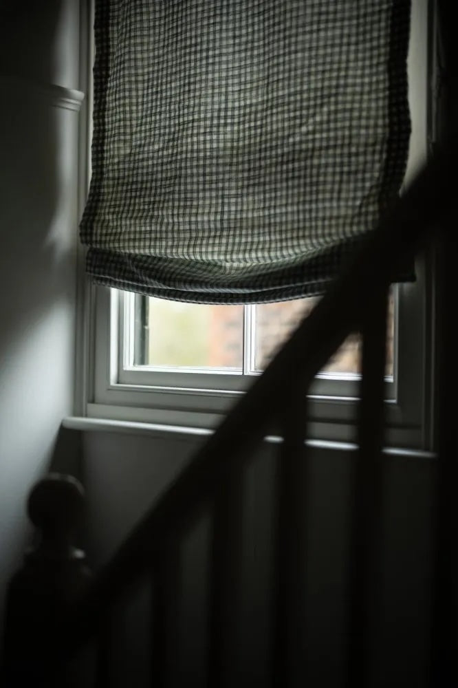 The Relaxed Blind sewing pattern from Merchant & Mills on The Fold Line. A window blind pattern made in linen, cotton/hemp blends, Indian handlooms, cotton ticking, or lightweight wool fabric, featuring a modern take on a draped roman blind.