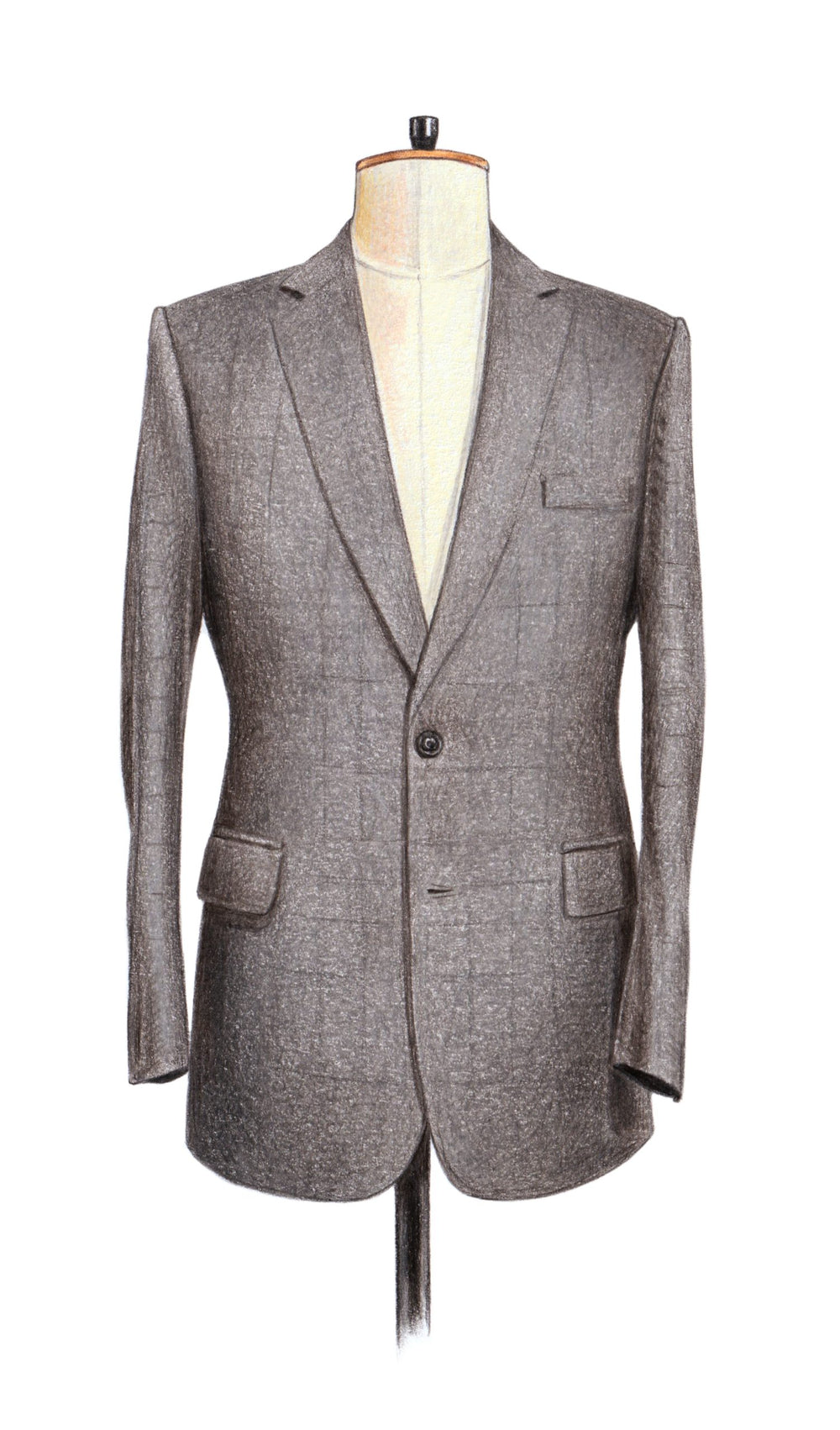 Illustration of The Coat sewing pattern from The Savile Row Suit by Patrick Grant on The Fold Line. A tailored jacket pattern that can be made using instructions in the book The Savile Row Suit by Patrick Grant.