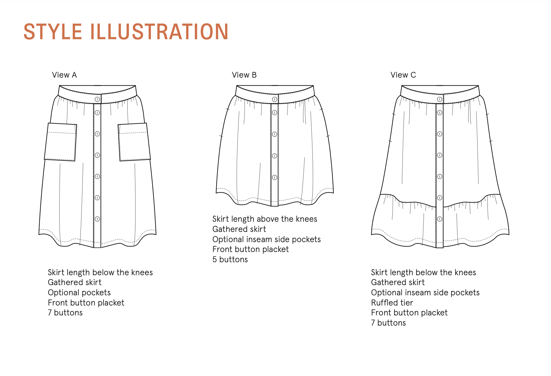 Wardrobe by Me Front Button Skirt