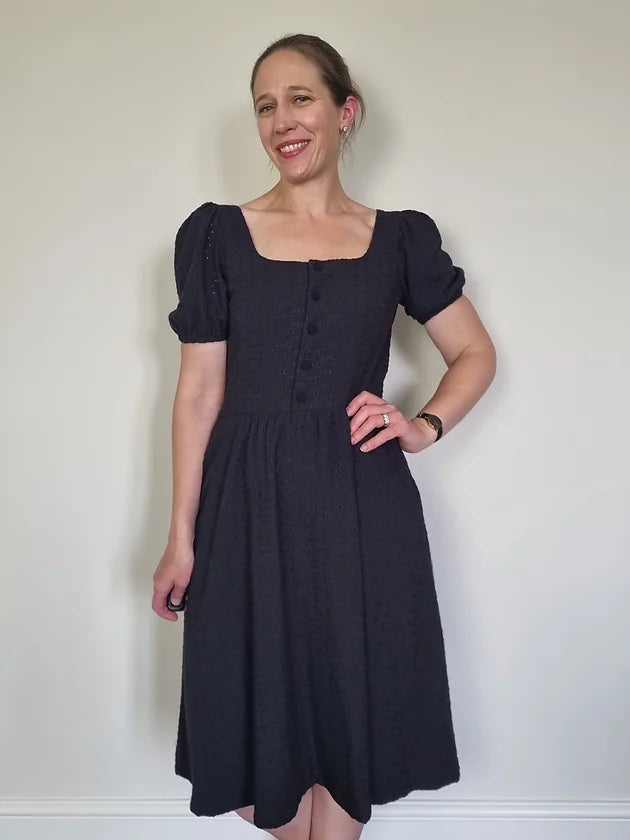 French Navy Goldenrod Dress