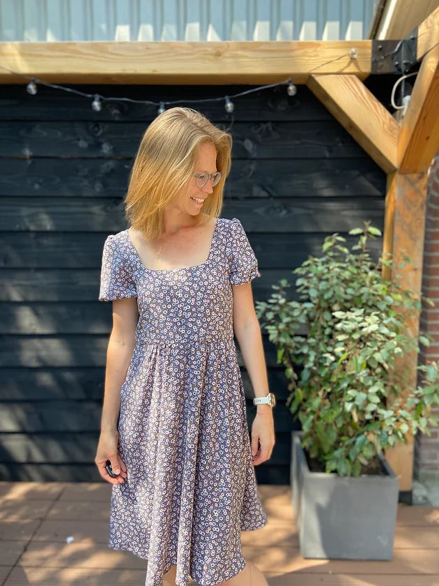 French Navy Goldenrod Dress