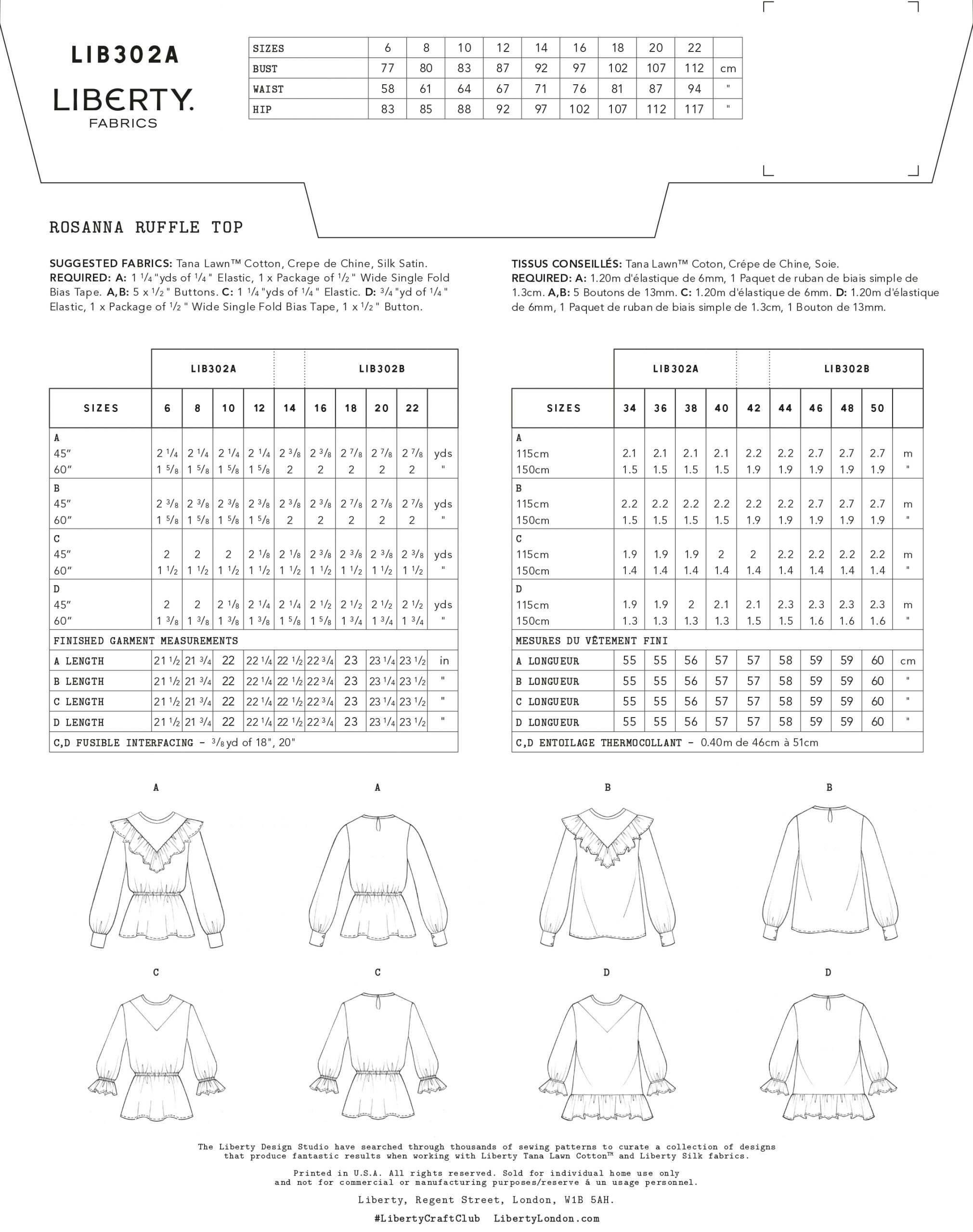 Liberty Sewing Patterns Rosanna Ruffle Top