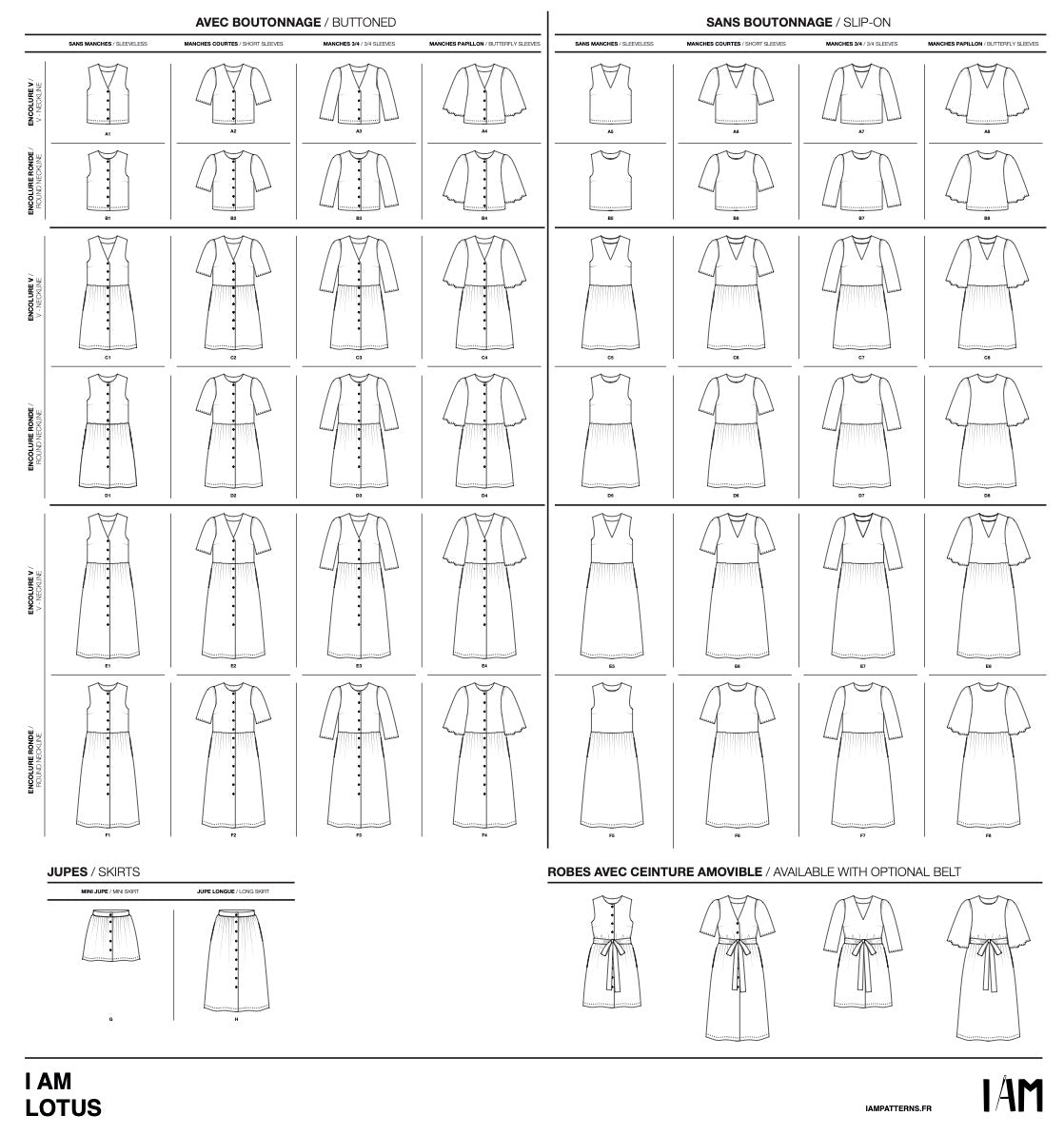 I AM Patterns Lotus Dress, Top and Skirt