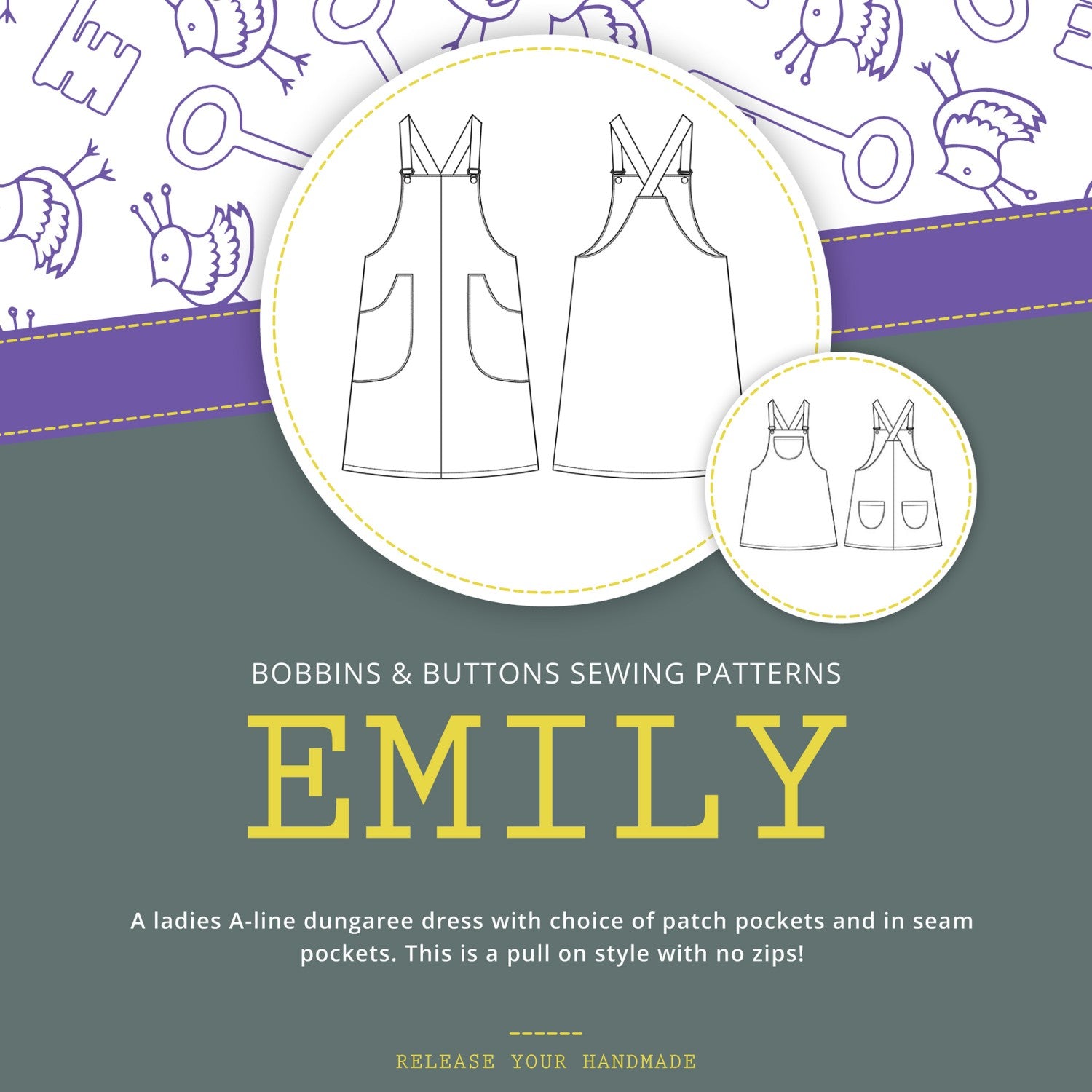 Bobbins and Buttons Emily Dungaree Dress
