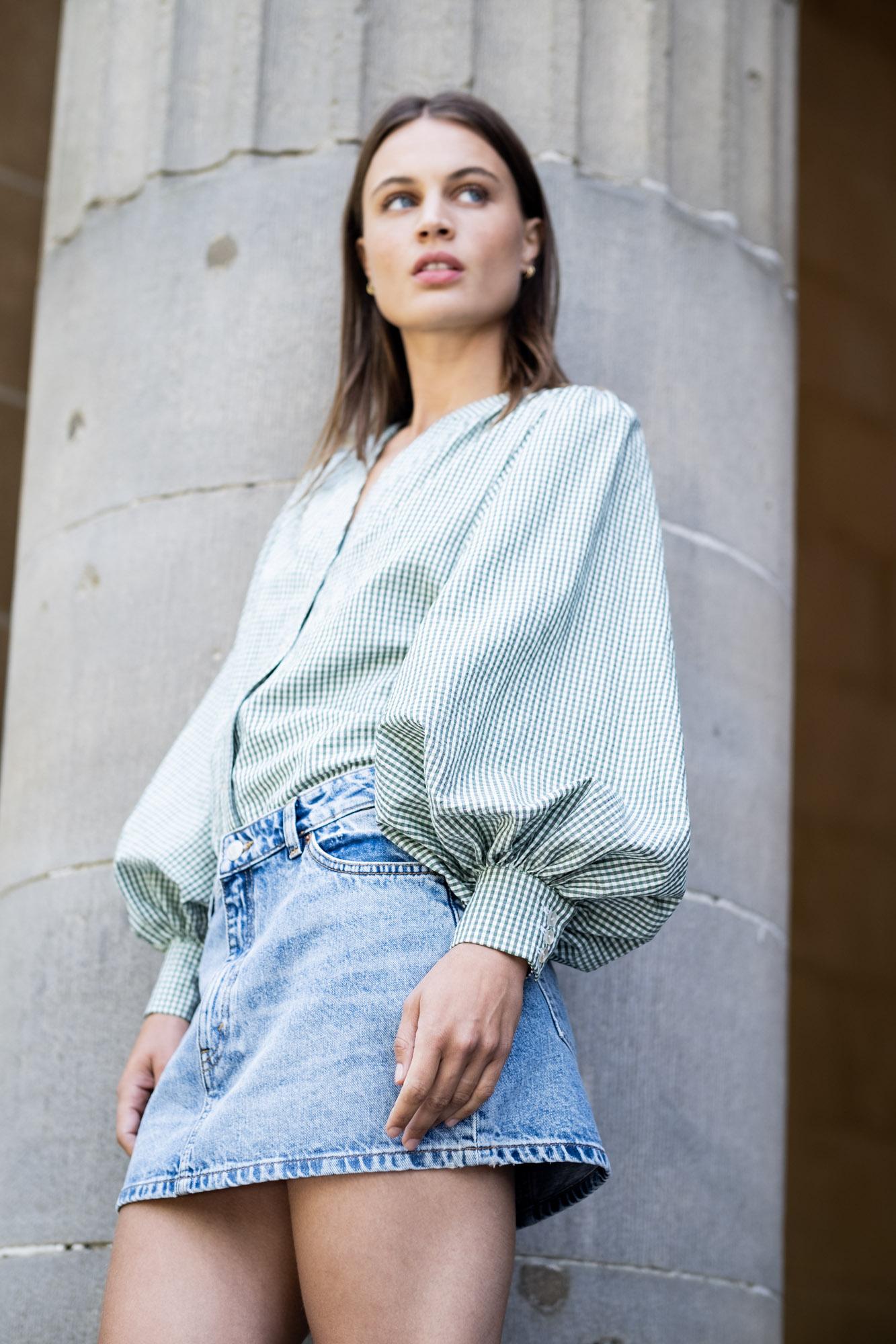 Vipsport Gr Long Denim Skirt Qvc Fibre Mood Lulu Blouse – The Fold