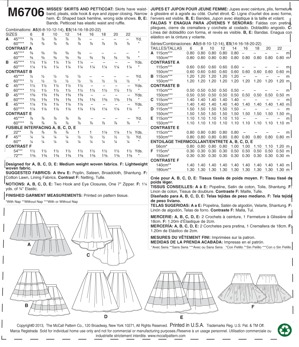 McCalls Skirts M6706