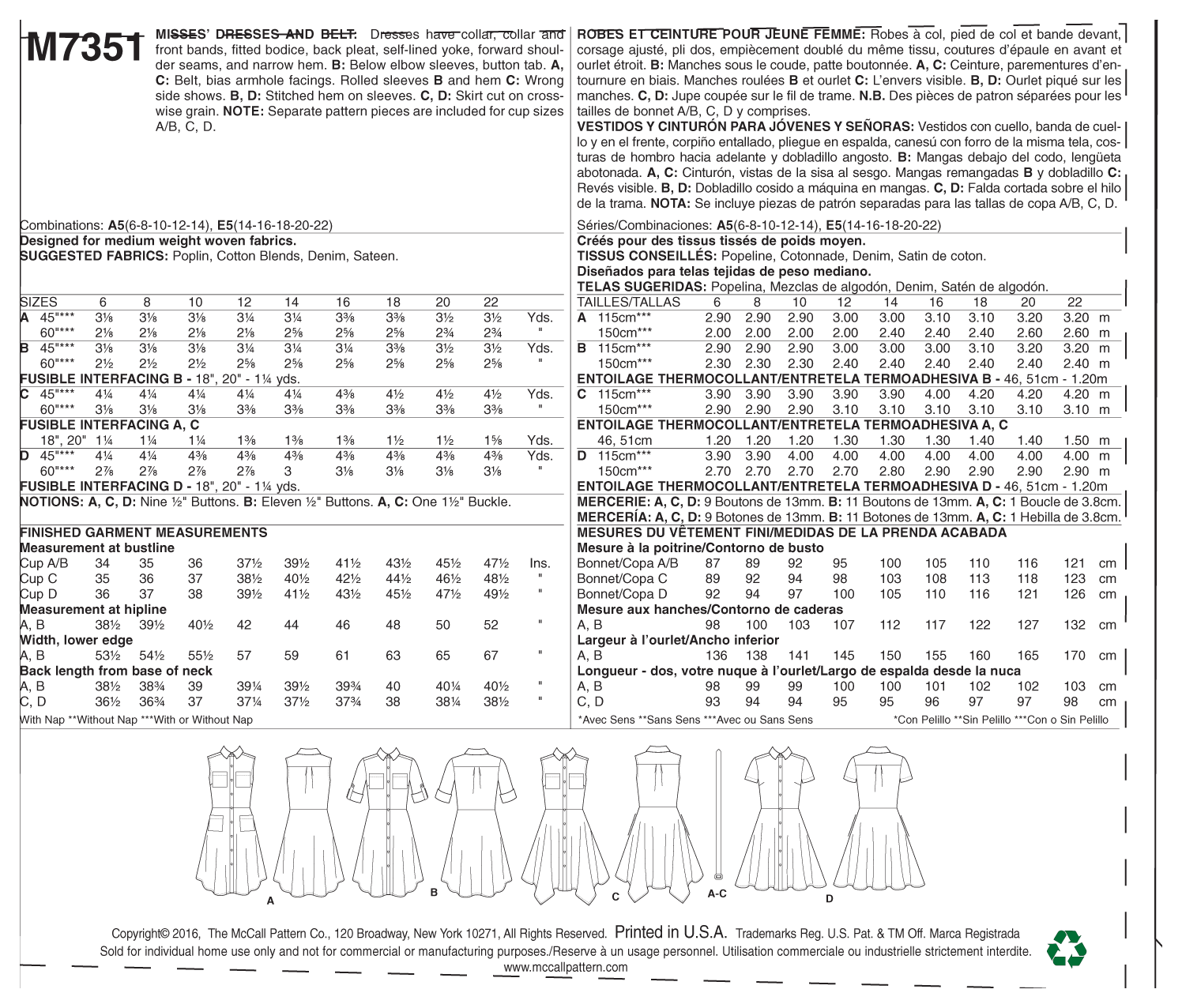 McCalls Dresses M7351