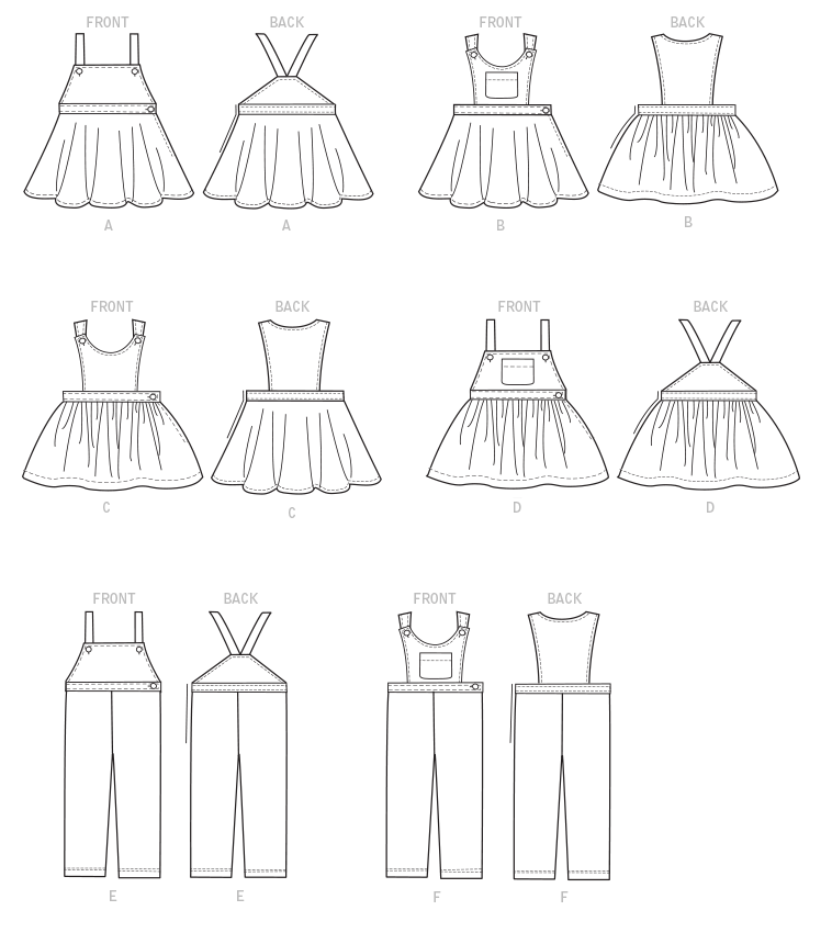 McCalls Child/Teen Pinafore, Dungarees M7459