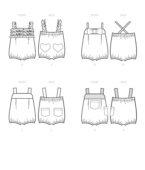 McCalls Baby's Rompers M8315