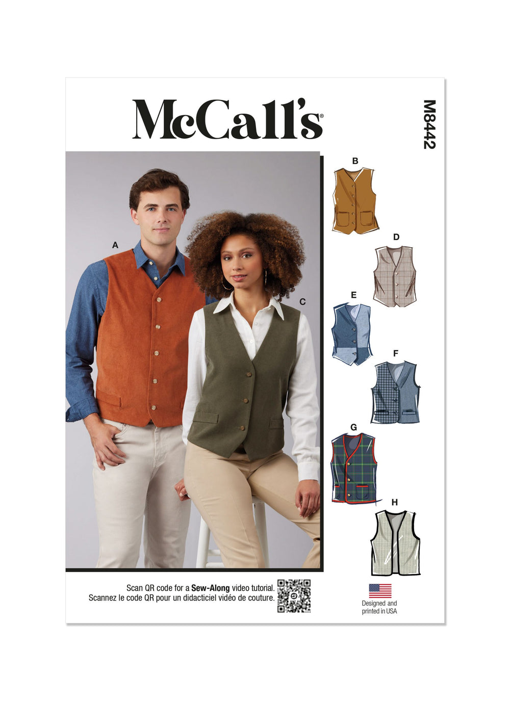 McCalls His & Hers Lined Vests/Waistcoats M8442