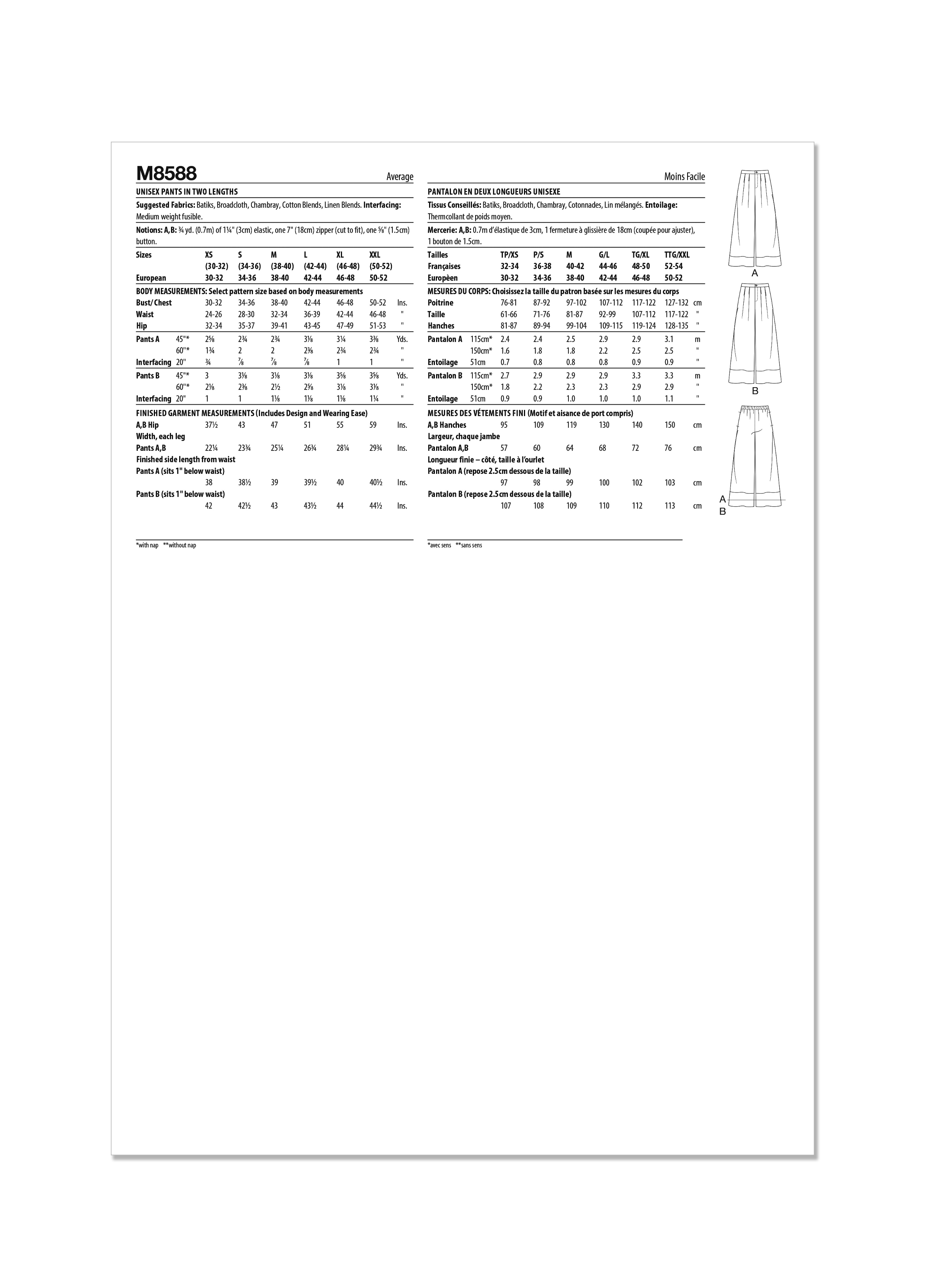 McCall's Unisex Trousers M8588