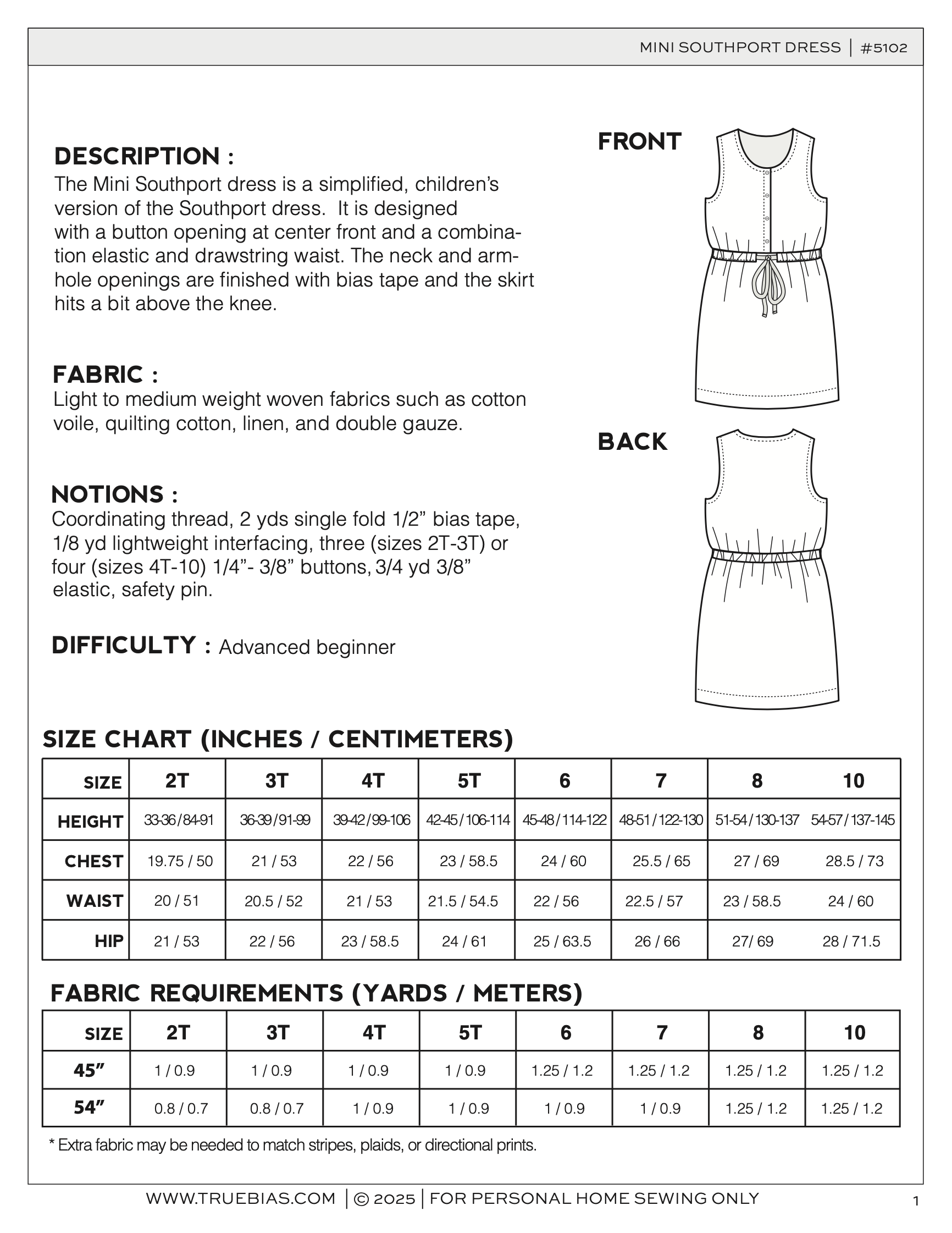 True Bias Mini Southport Dress