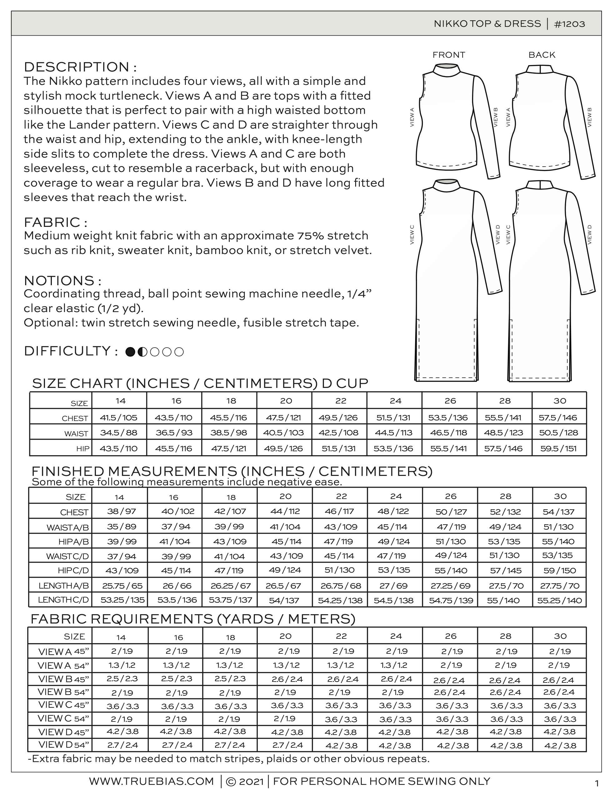 True Bias Nikko Top and Dress