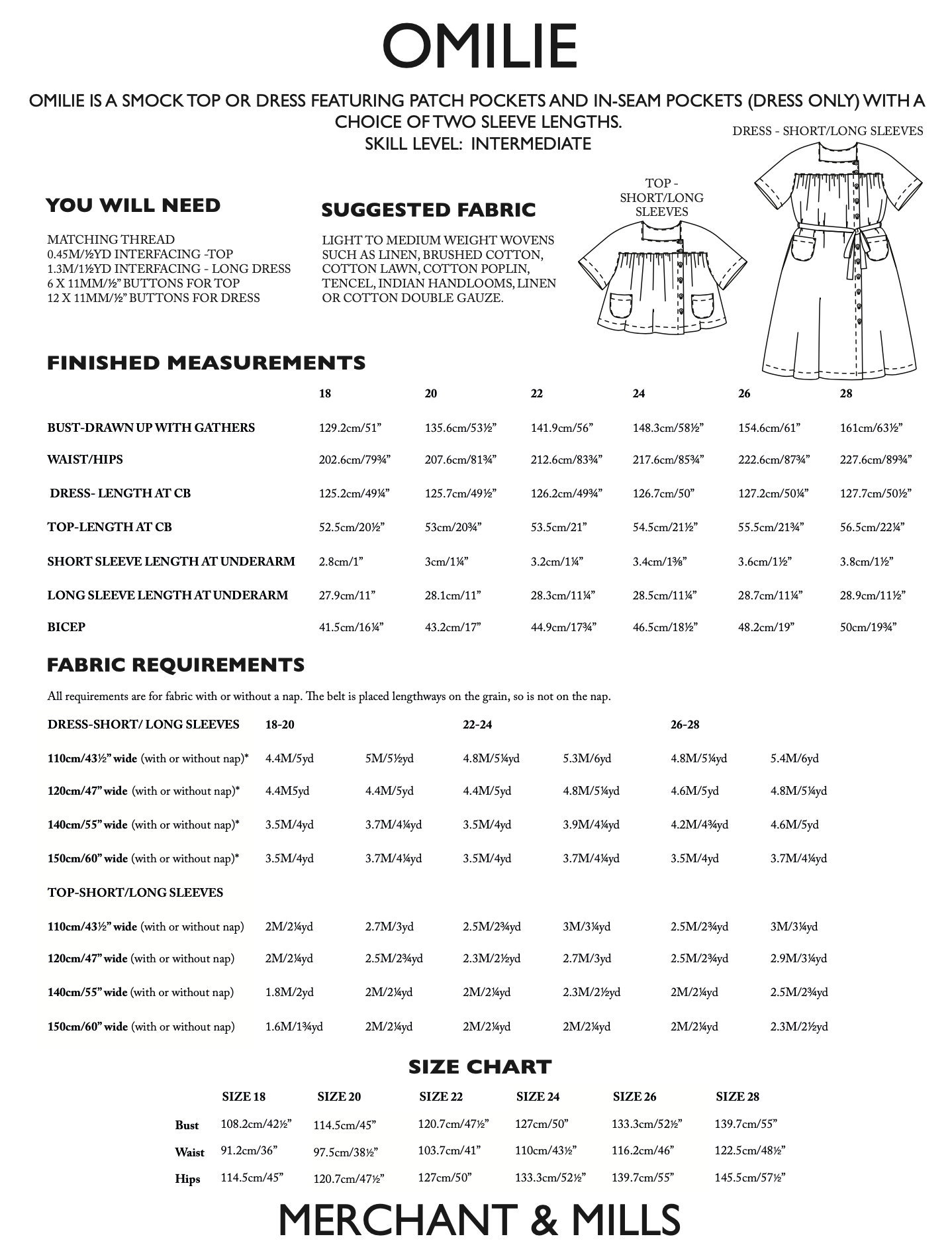 Merchant & Mills Omilie Top or Dress