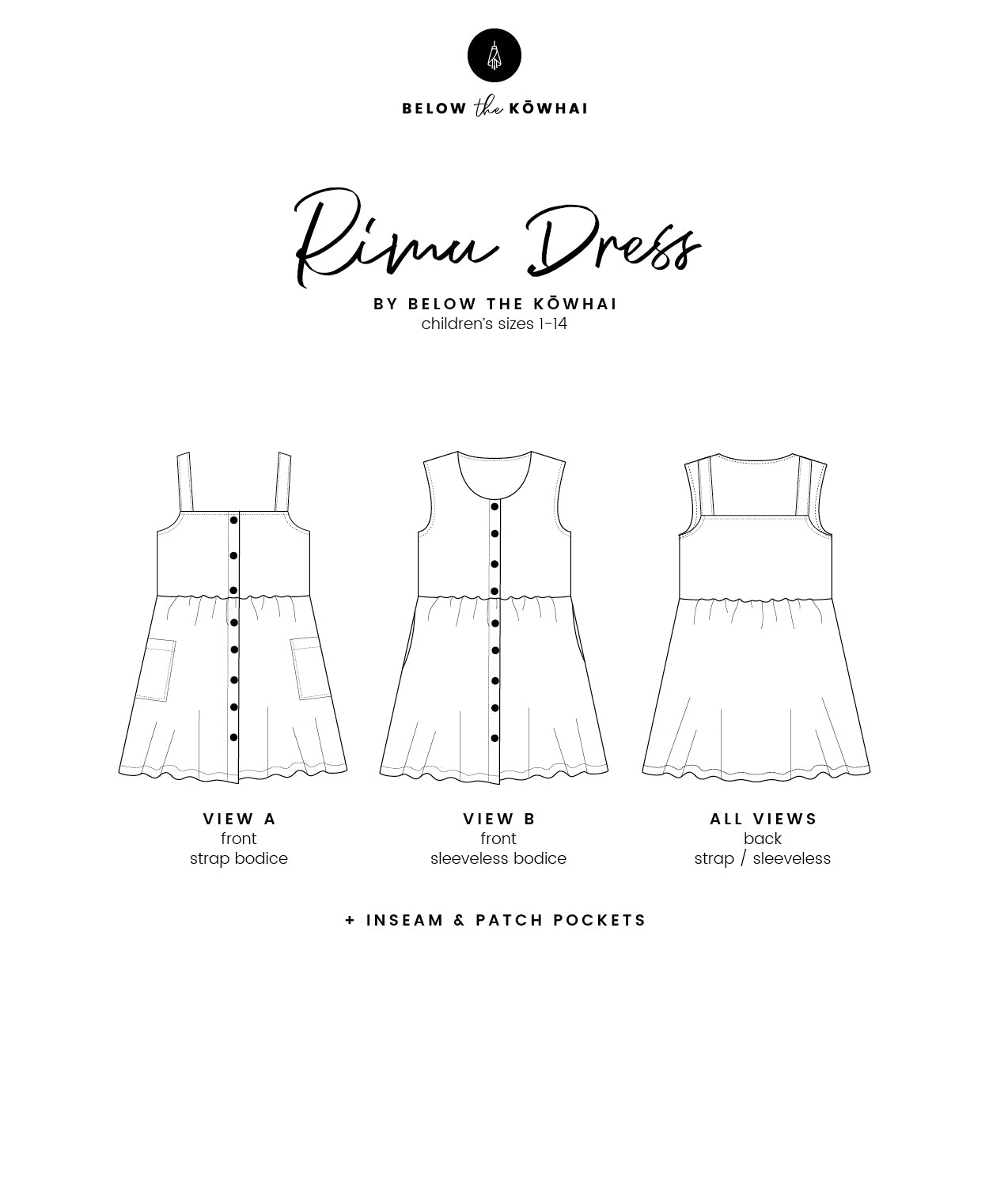 Below the Kōwhai Baby/Child/Teen Rimu Dress