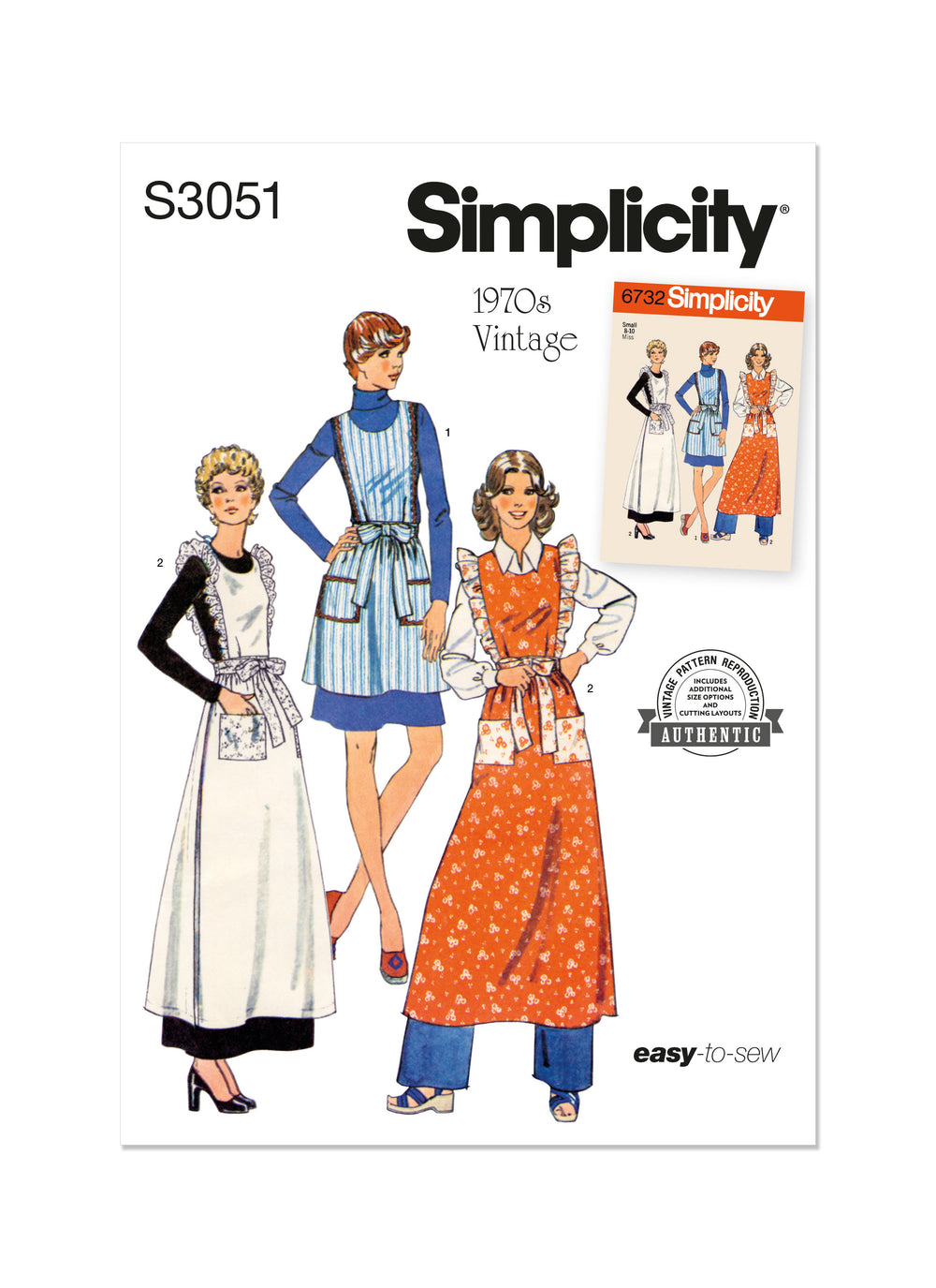 Simplicity Vintage 1970's Aprons S3051