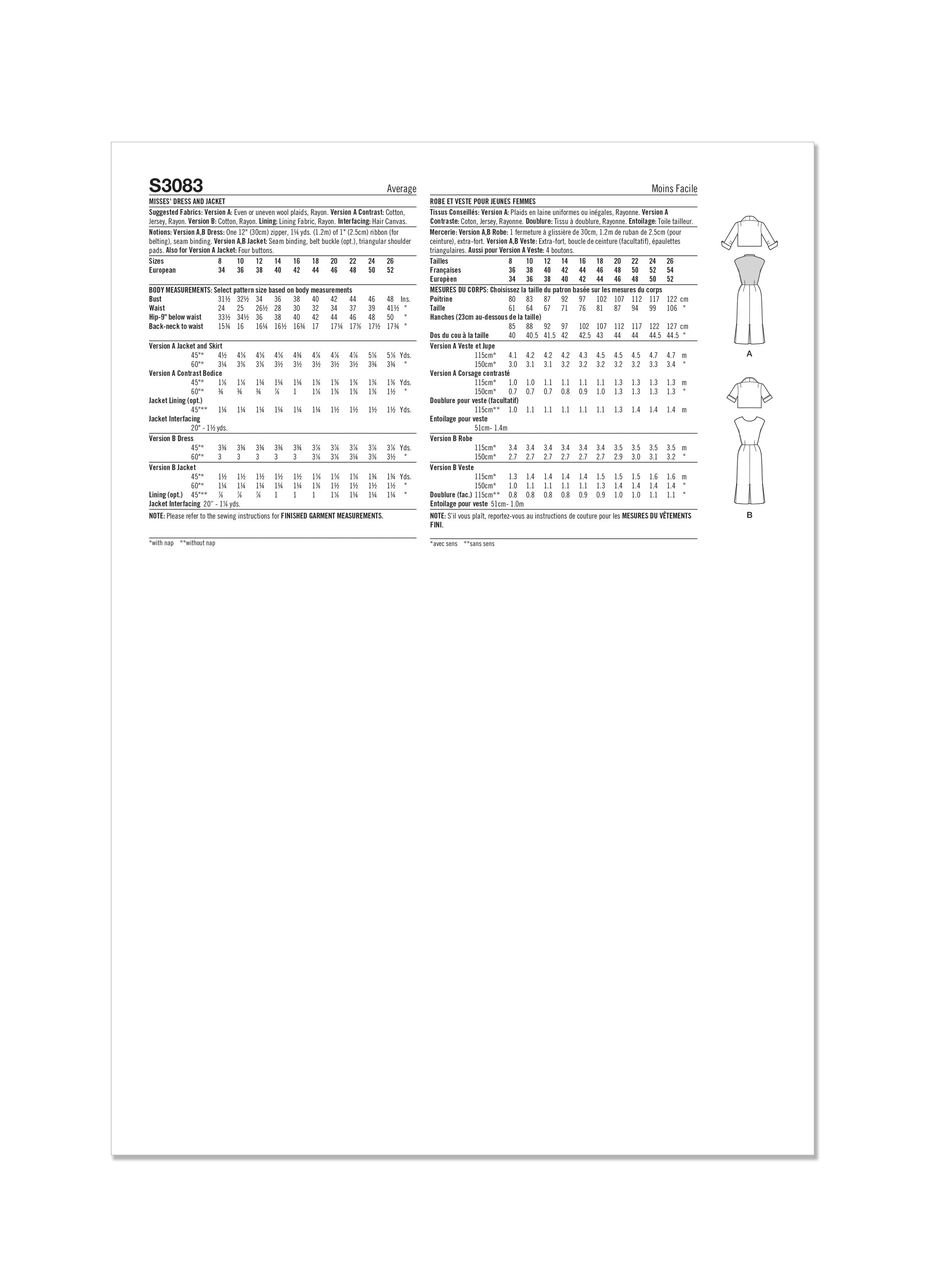 Simplicity Dress and Jacket S3083