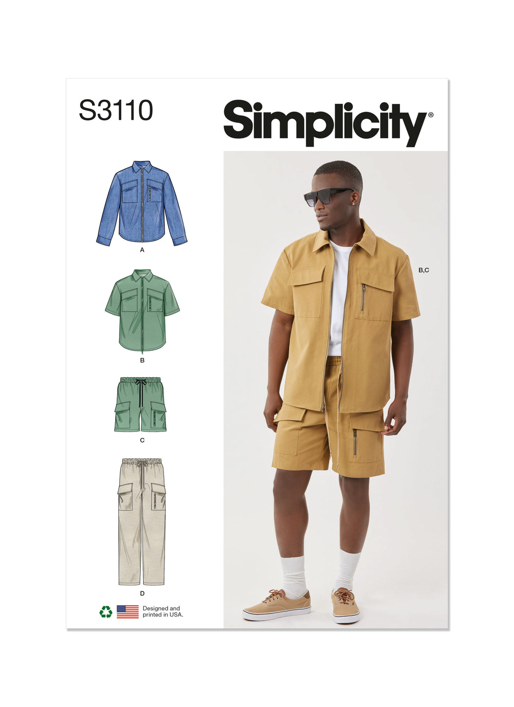 Simplicity Men's Shirts, Shorts and Trousers S3110