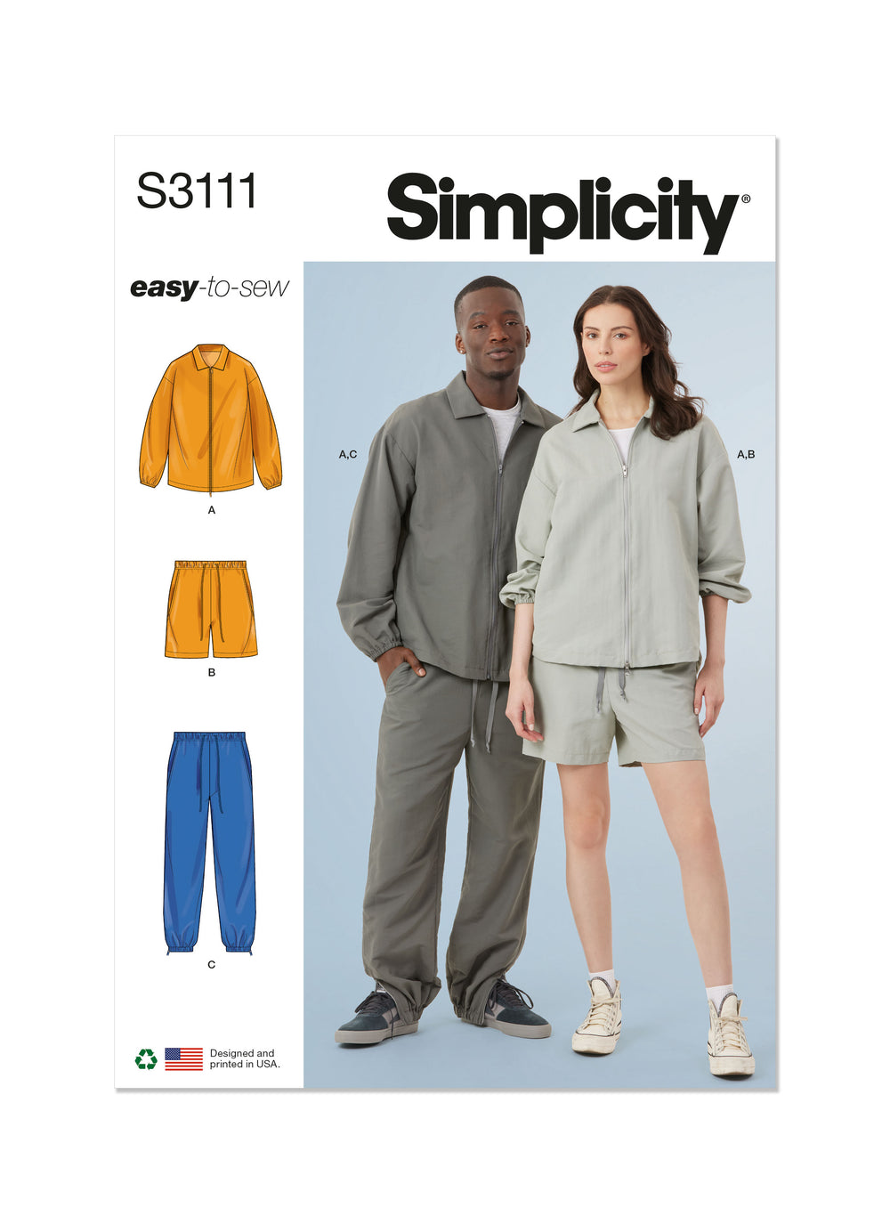 Simplicity Unisex Jacket, Shorts and Trousers S3111