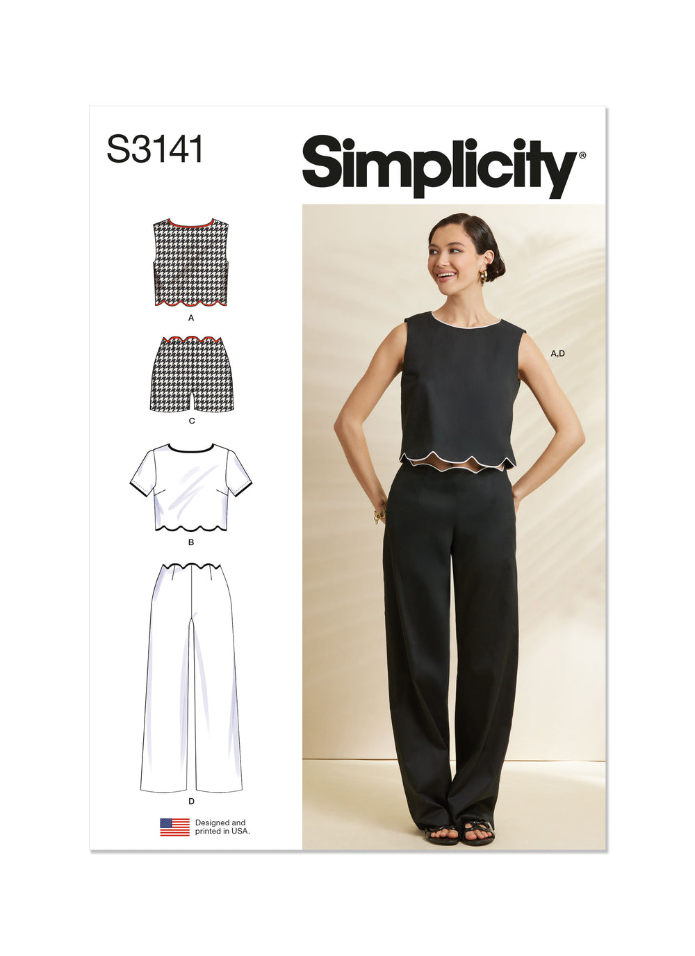 Simplicity Scalloped Tops, Shorts and Trousers S3141