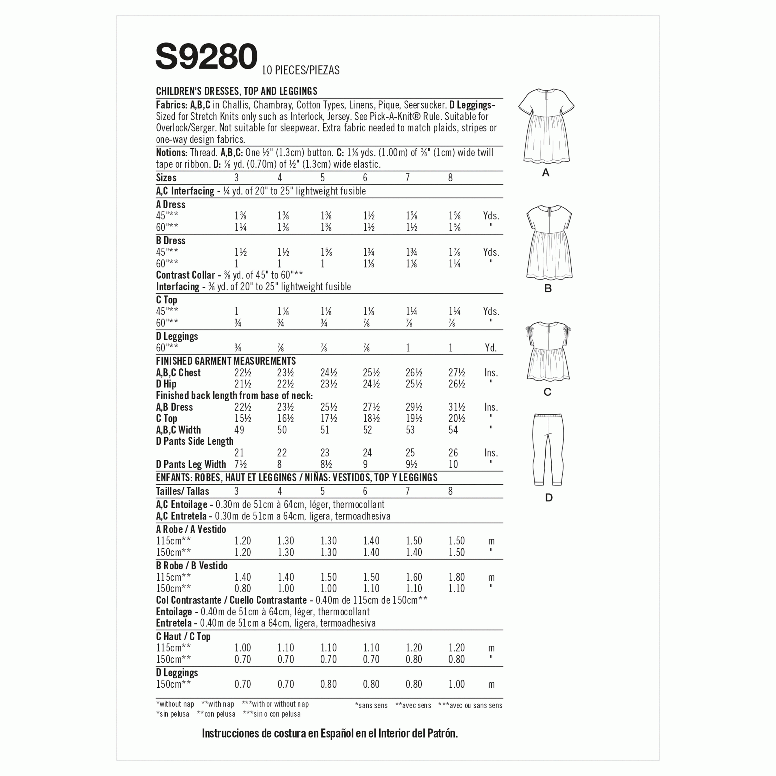 Simplicity Dresses, Top and Leggings S9280