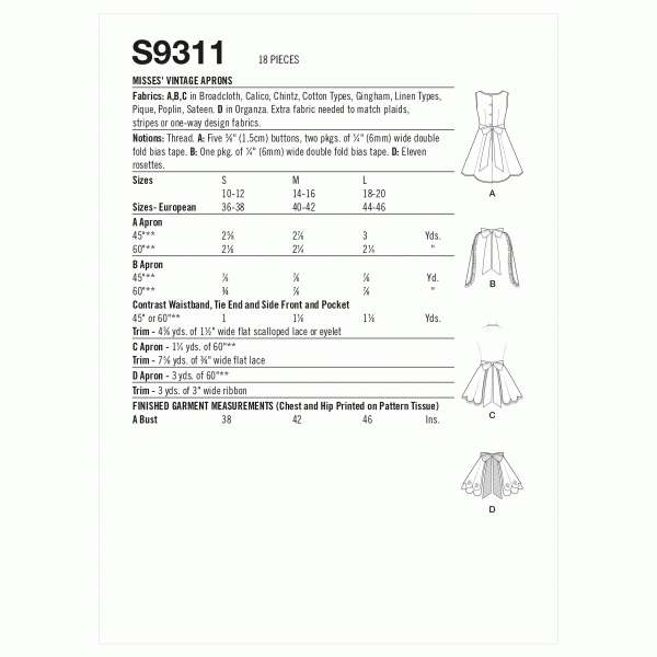 Simplicity Vintage Aprons S9311