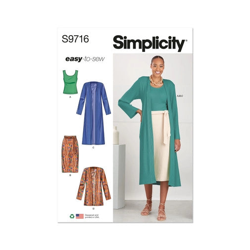 Simplicity Top, Cardigan and Skirt S9716