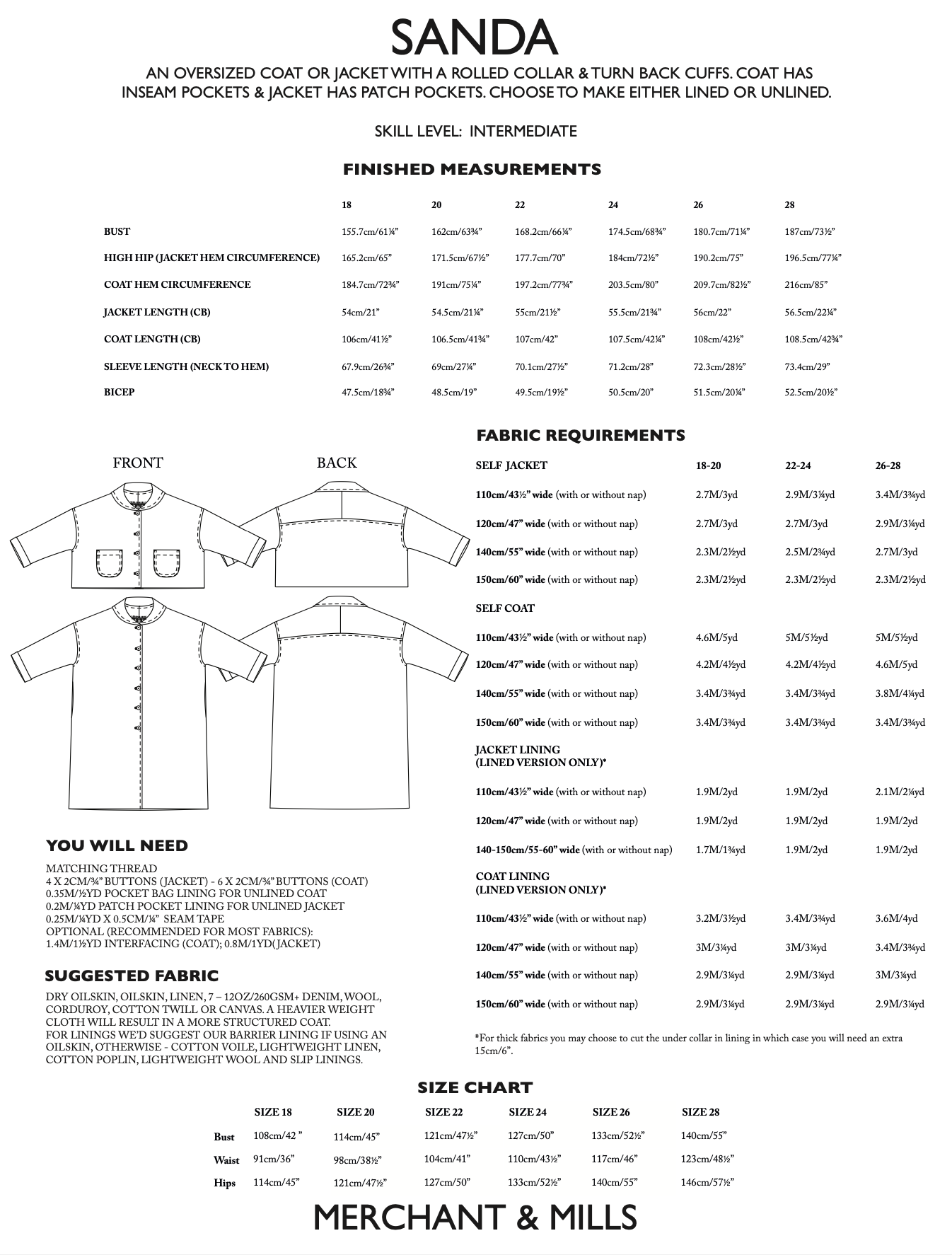 Merchant & Mills Sanda Coat or Jacket