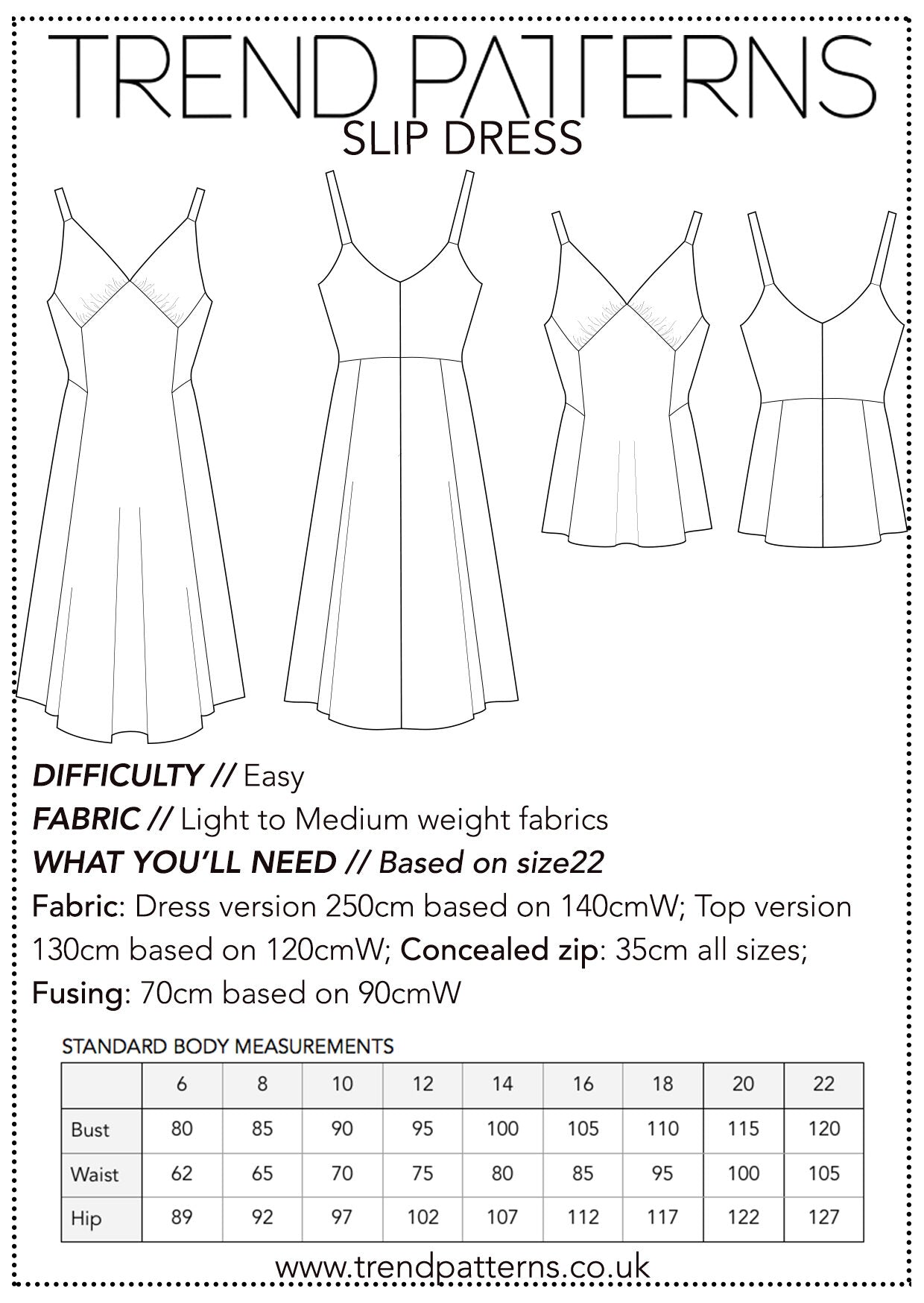 Trend Patterns TPC19 Slip Dress and Top