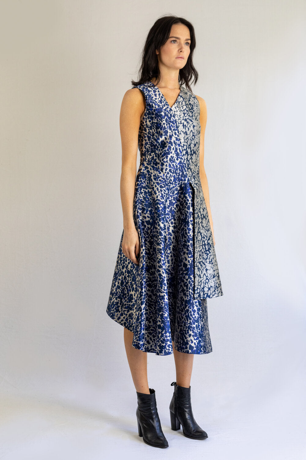 asymmetric pattern dress Buy Abby Paris 90259 Asymmetrical Neckline Rhinestone Side Mesh Cutout  Satin Fit and Flare w/Slit Evening Dress – B Chic Fashions main image 0